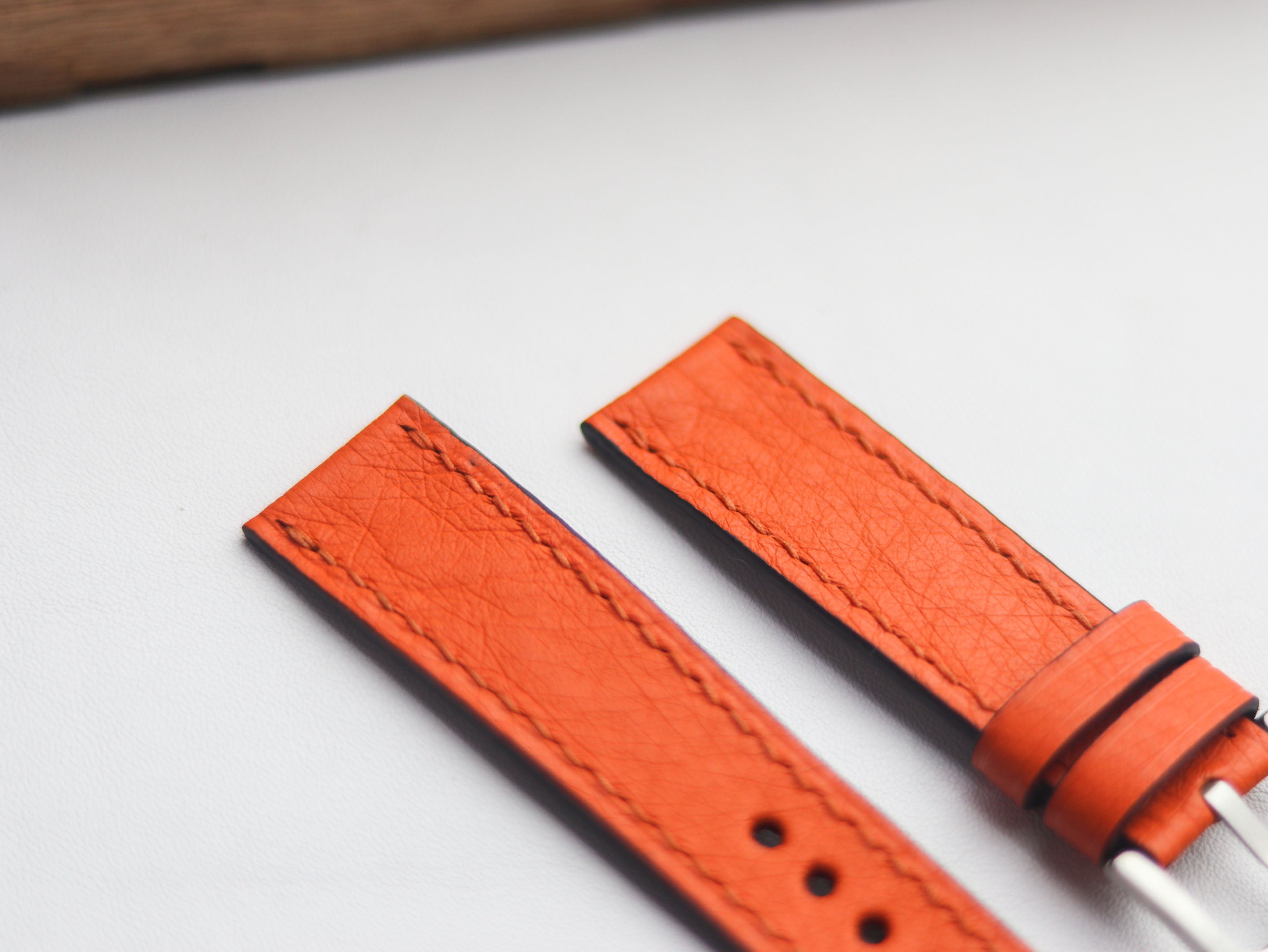 OSTRICH SKIN WATCH STRAPS - CARROT ORANGE (NON-FOLLICLE)