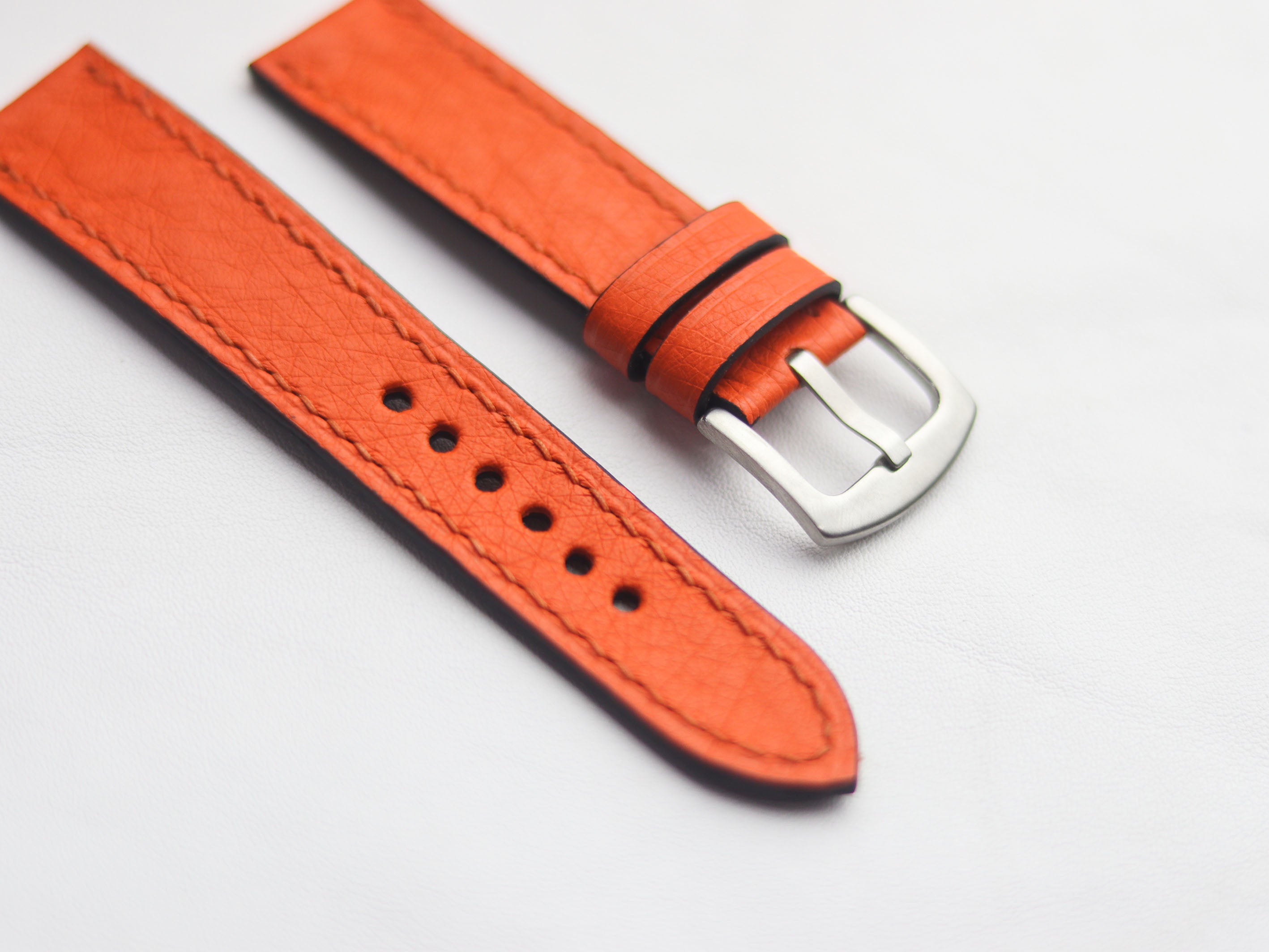 OSTRICH SKIN WATCH STRAPS - CARROT ORANGE (NON-FOLLICLE)