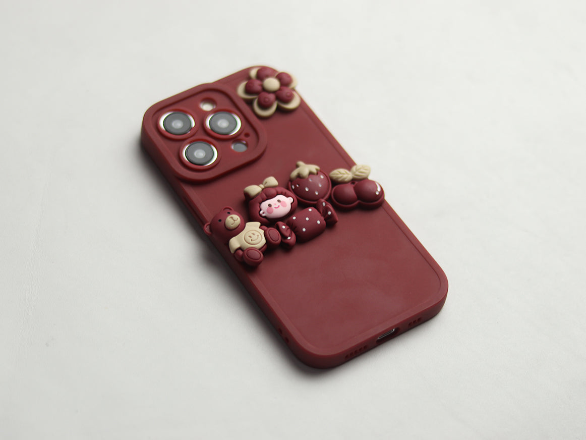 RED FLOWER BEAR PHONE CASE - GRIP GADGETS