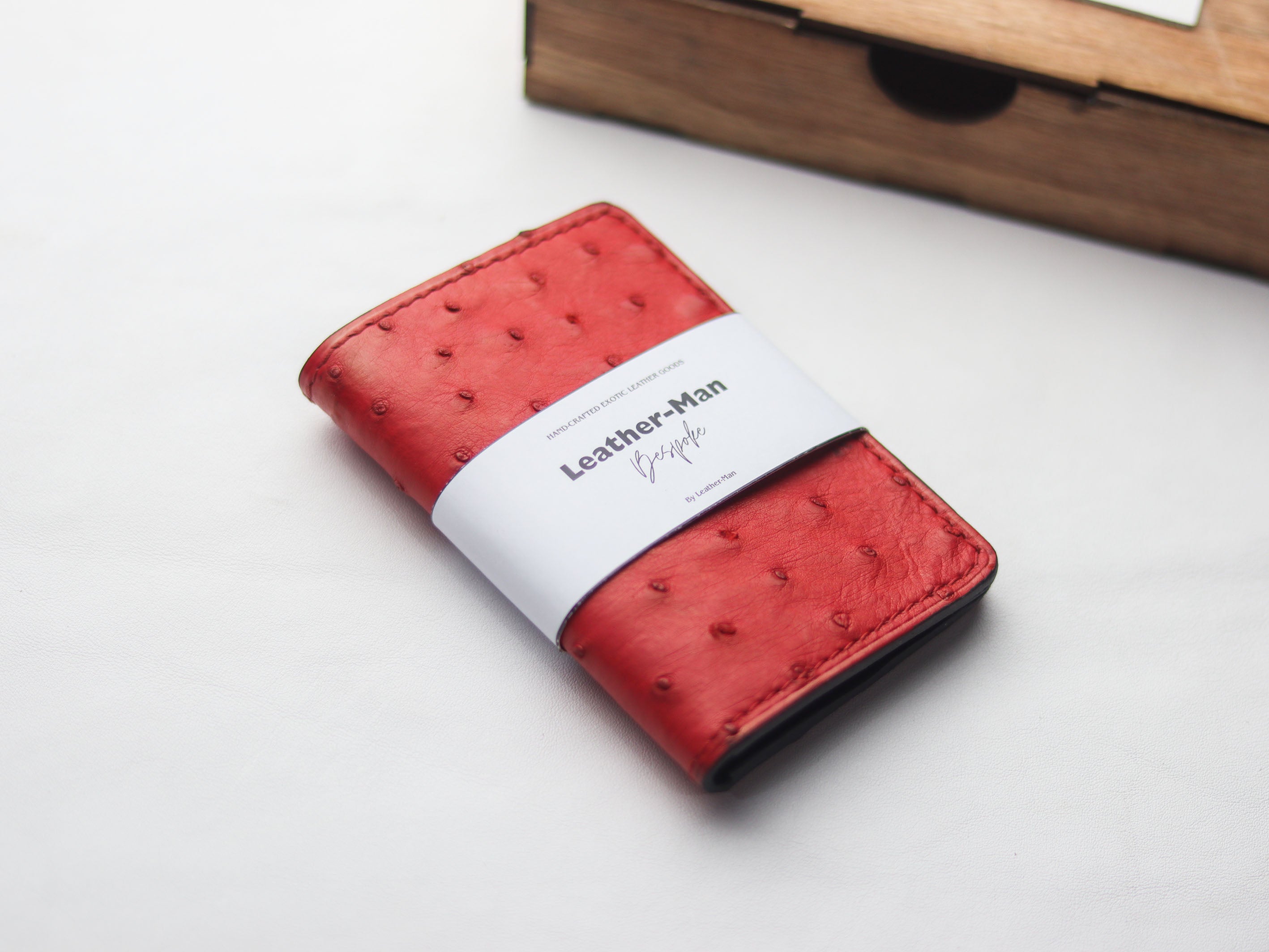 ARTEMUS - BIFOLD CARD WALLET CLASSIC RED OSTRICH SKIN