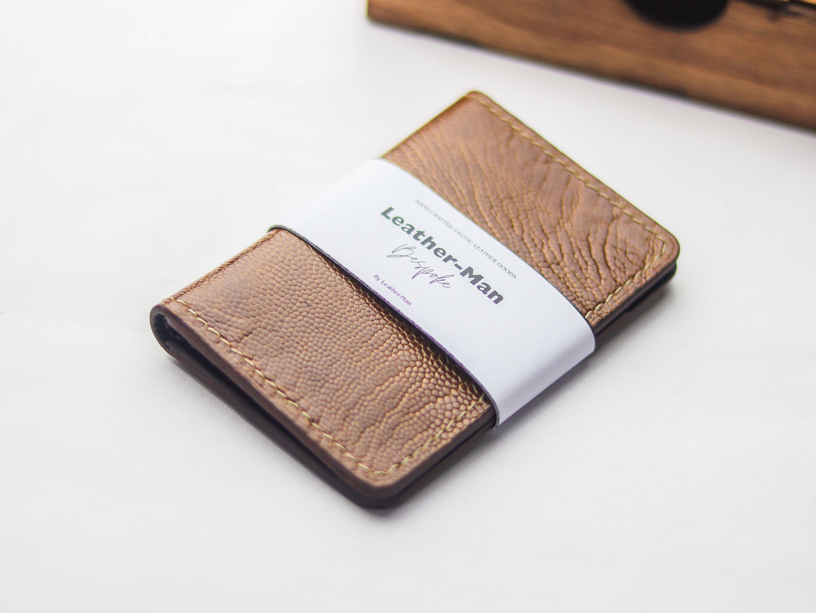 ARTEMUS - BIFOLD CARD WALLET CINNAMON BROWN OSTRICH LEG SKIN