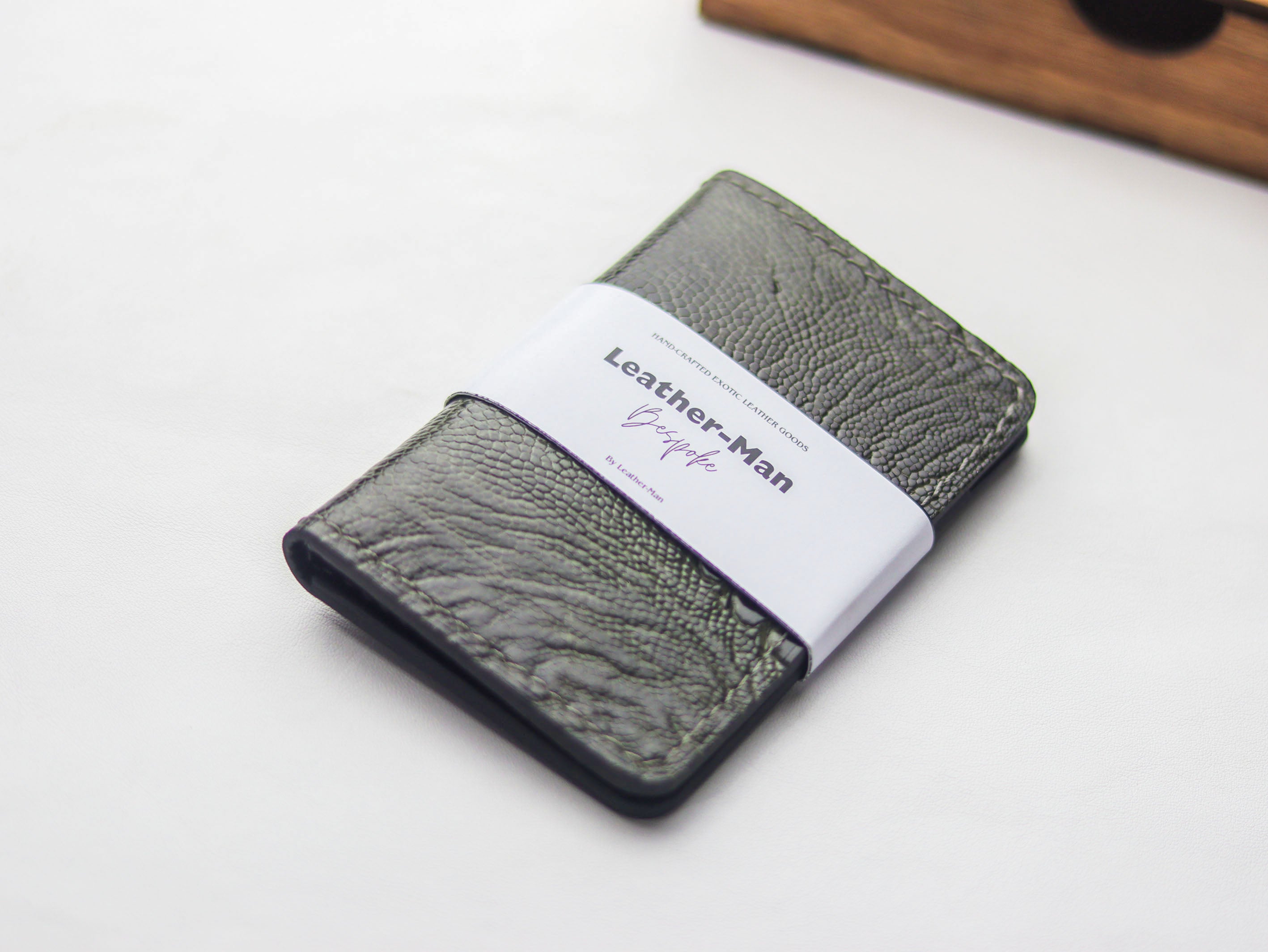 ARTEMUS - BIFOLD CARD WALLET GRAPHITE GRAY OSTRICH LEG SKIN