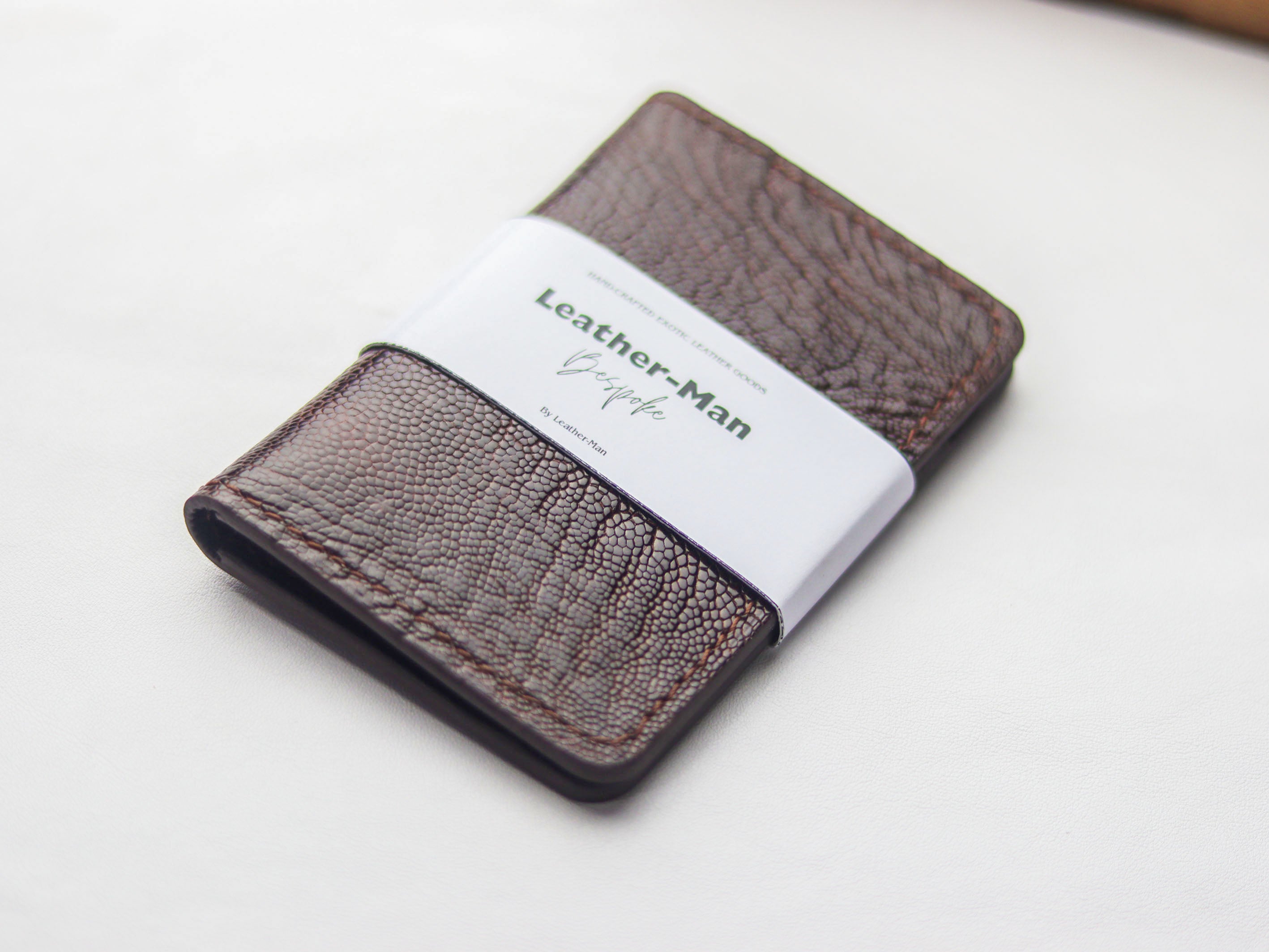 ARTEMUS - BIFOLD CARD WALLET PECAN BROWN OSTRICH LEG SKIN