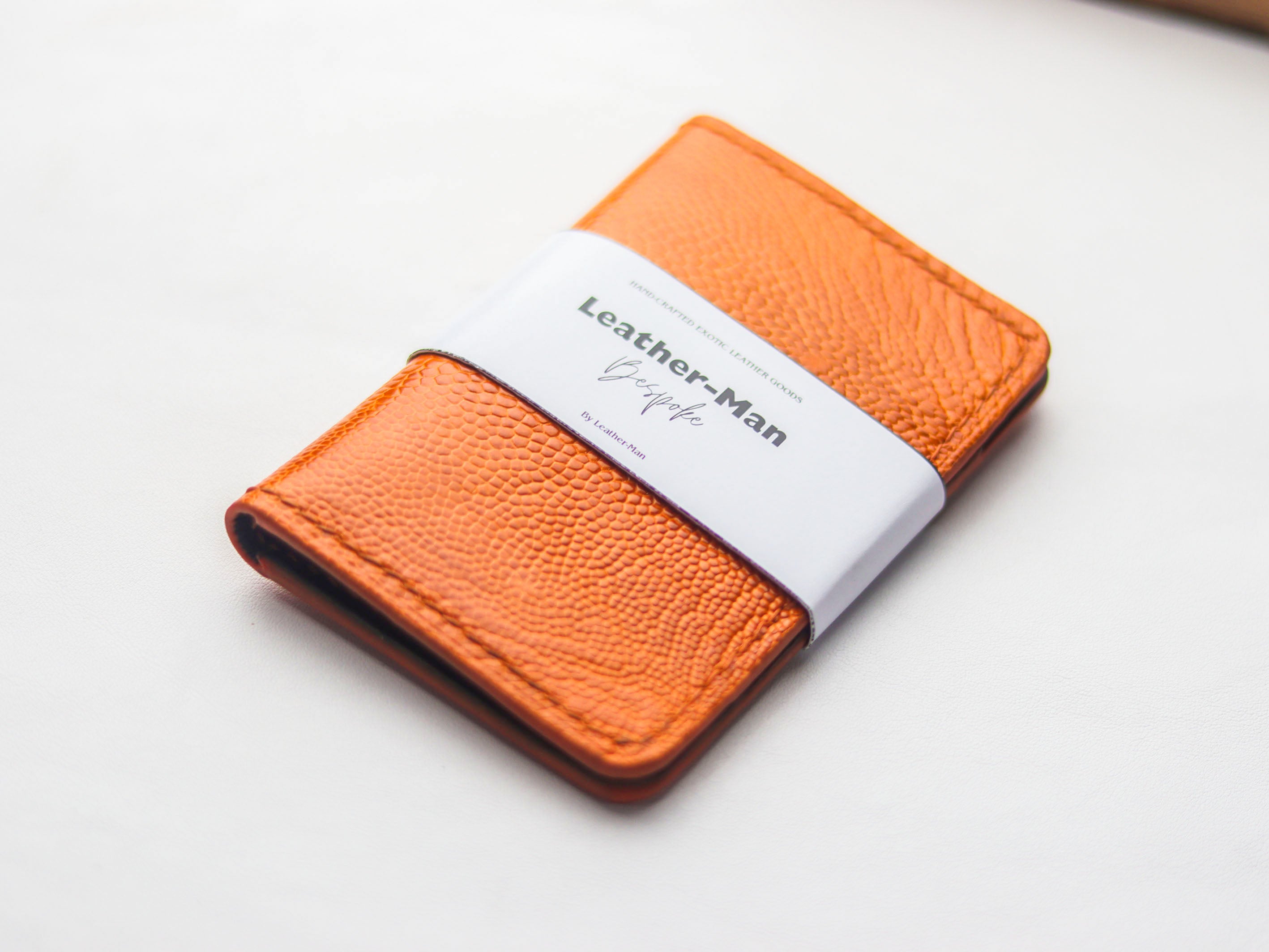 ARTEMUS - BIFOLD CARD WALLET TANGERINE ORANGE OSTRICH LEG SKIN