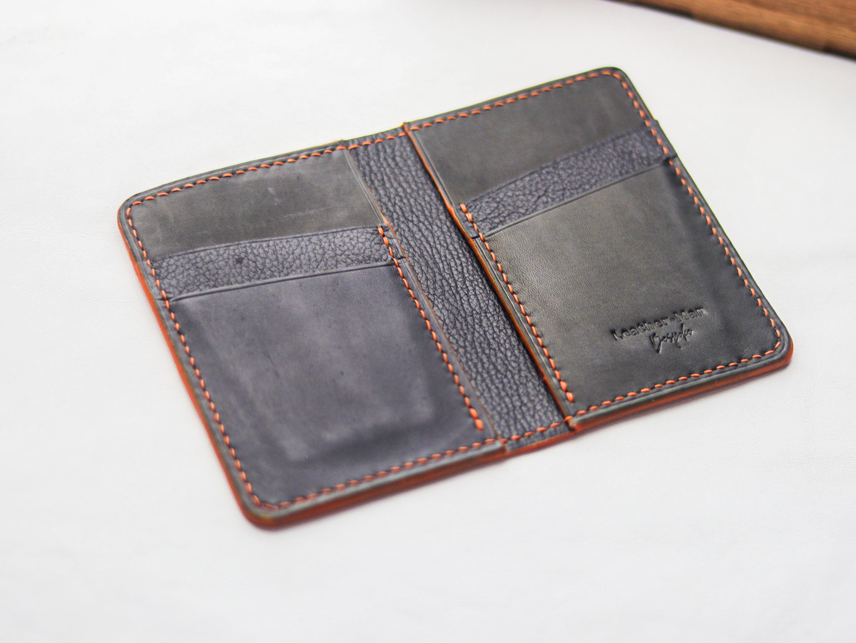 ARTEMUS - BIFOLD CARD WALLET TANGERINE ORANGE OSTRICH LEG SKIN