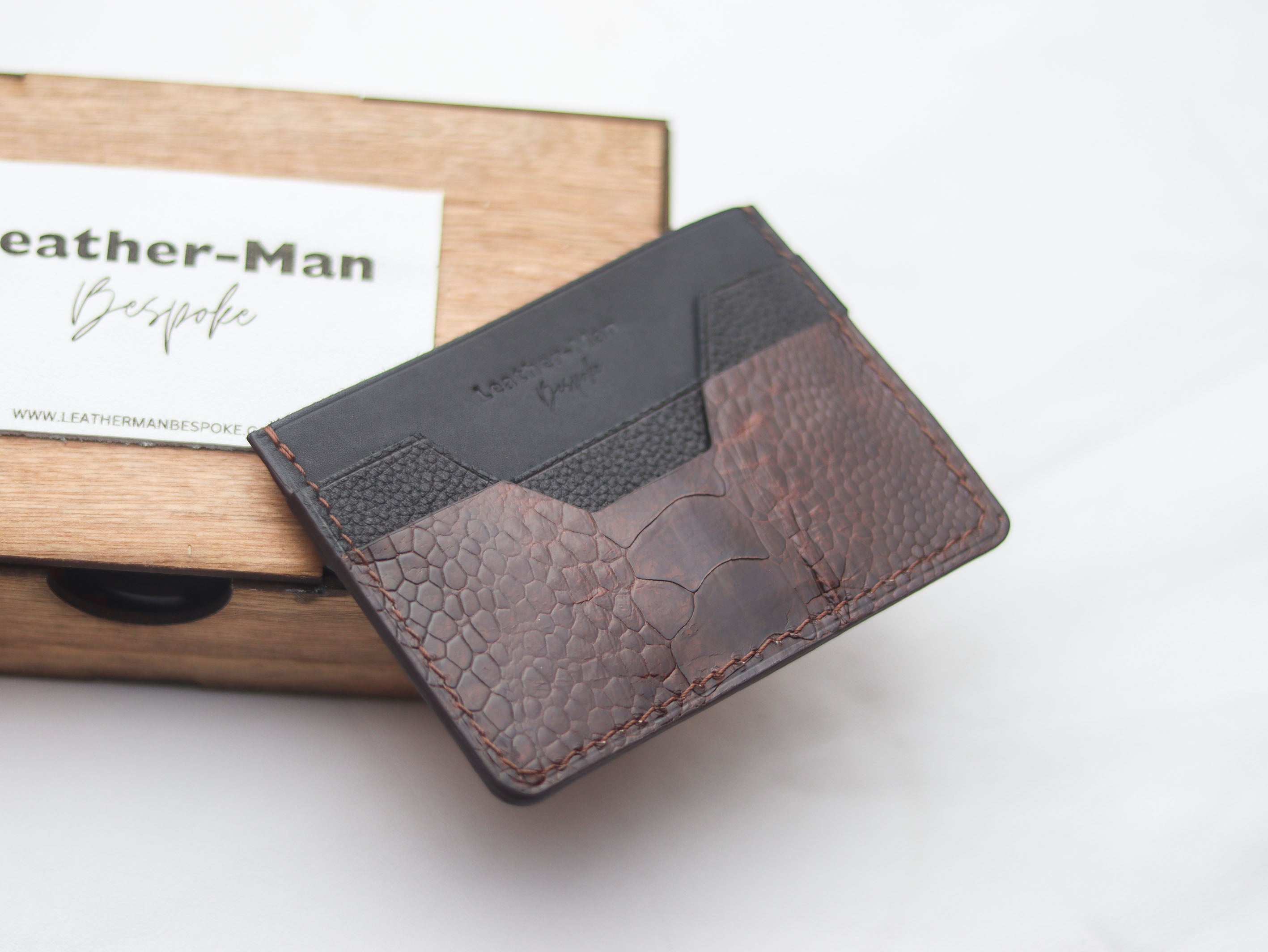 AUGUSTUS - MINIMAL WALLET PECAN BROWN OSTRICH LEG SKIN