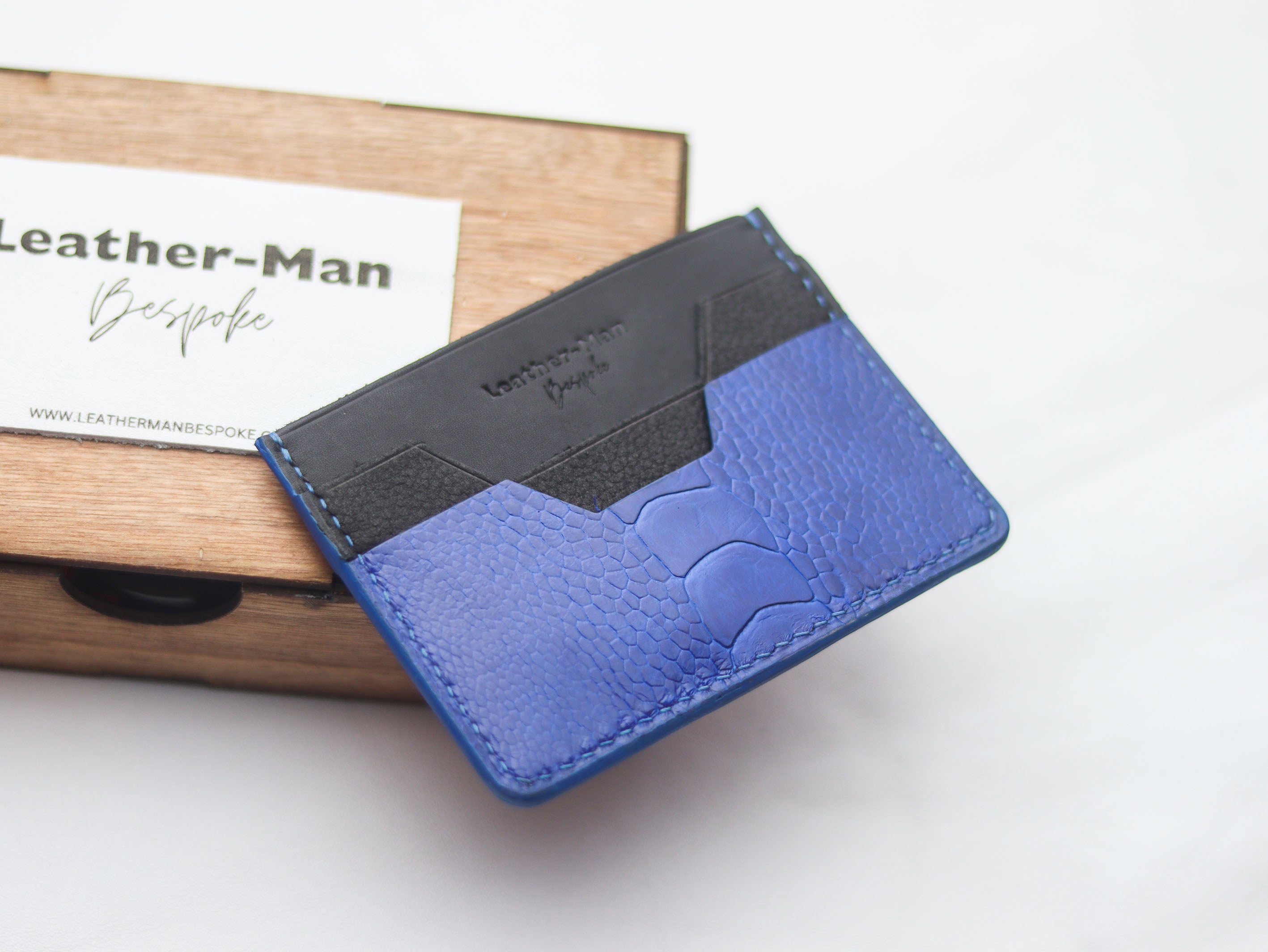 AUGUSTUS - MINIMAL WALLET COBALT BLUE OSTRICH LEG SKIN