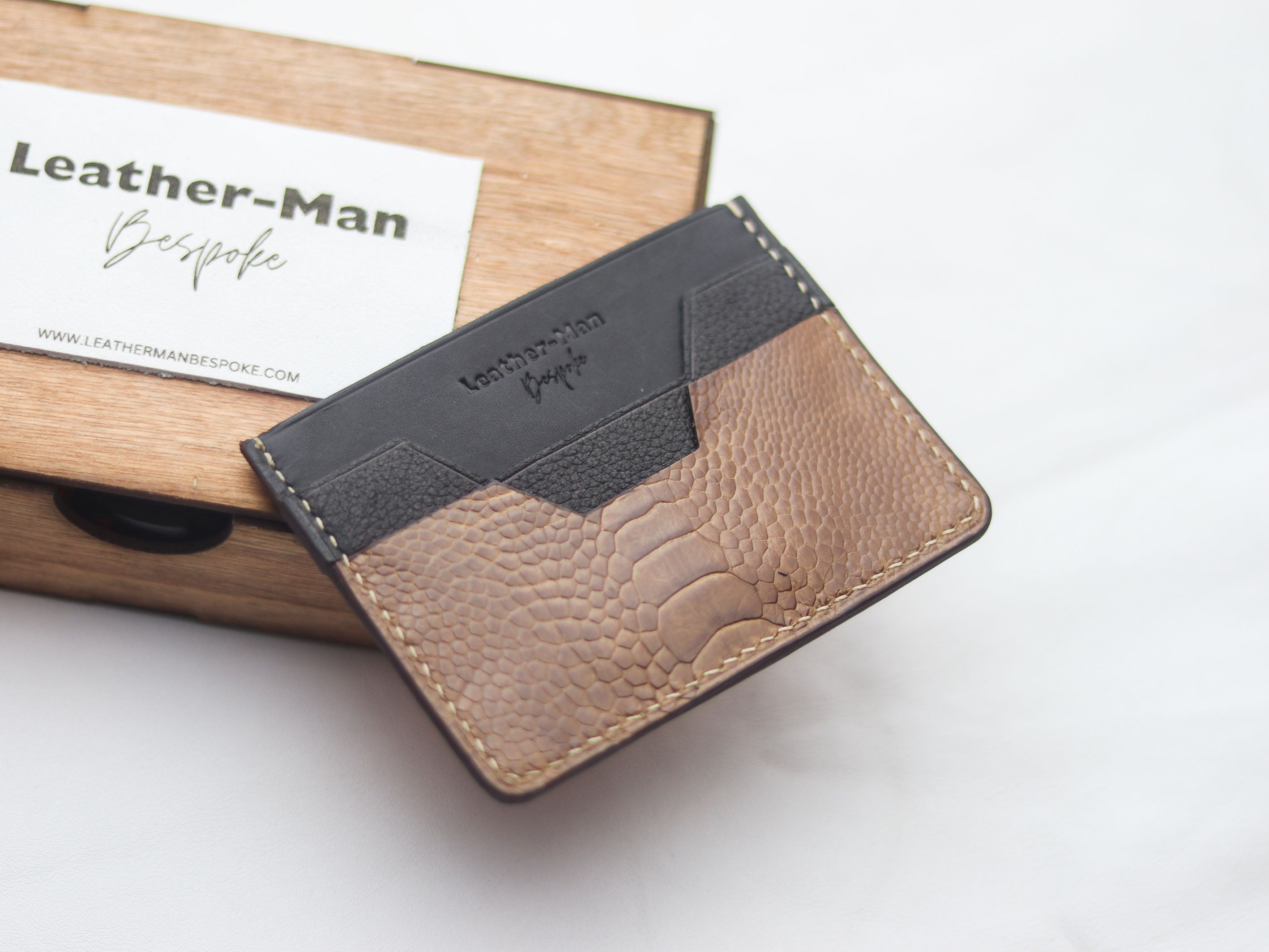 AUGUSTUS - MINIMAL WALLET CINNAMON BROWN OSTRICH LEG SKIN