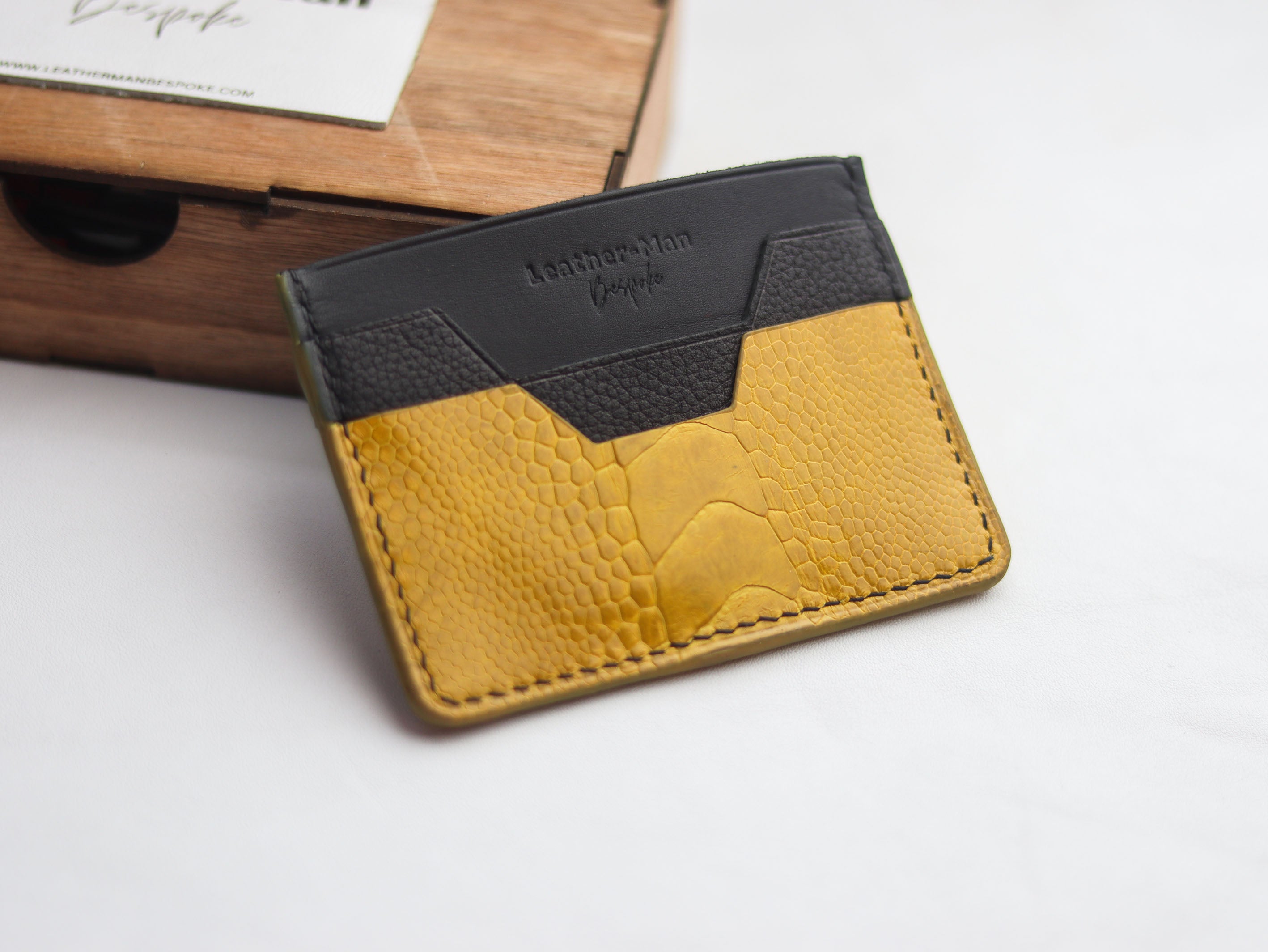 AUGUSTUS - MINIMAL WALLET CANARY YELLOW OSTRICH LEG SKIN