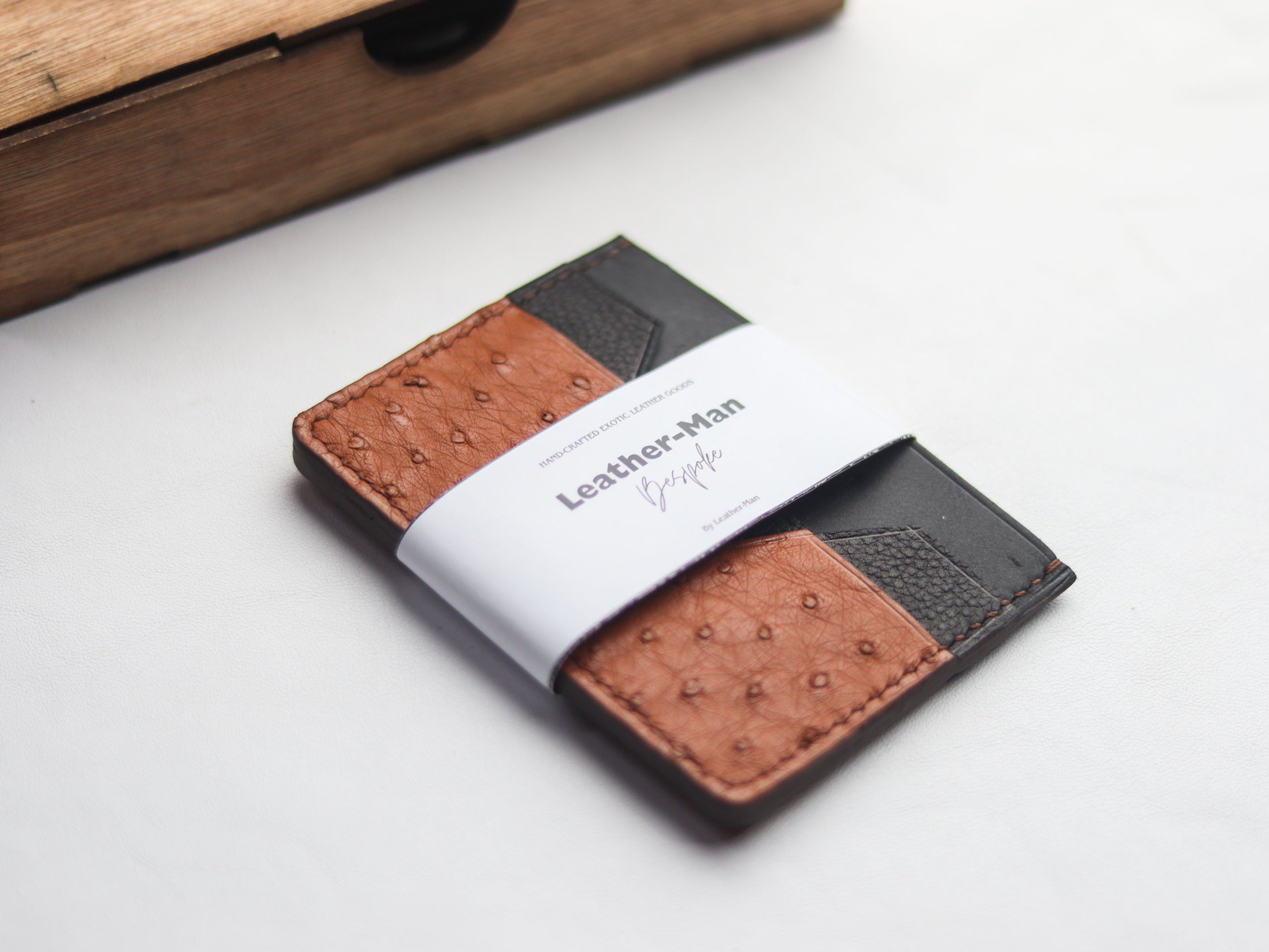 AUGUSTUS - MINIMAL WALLET BRONZE BROWN OSTRICH SKIN