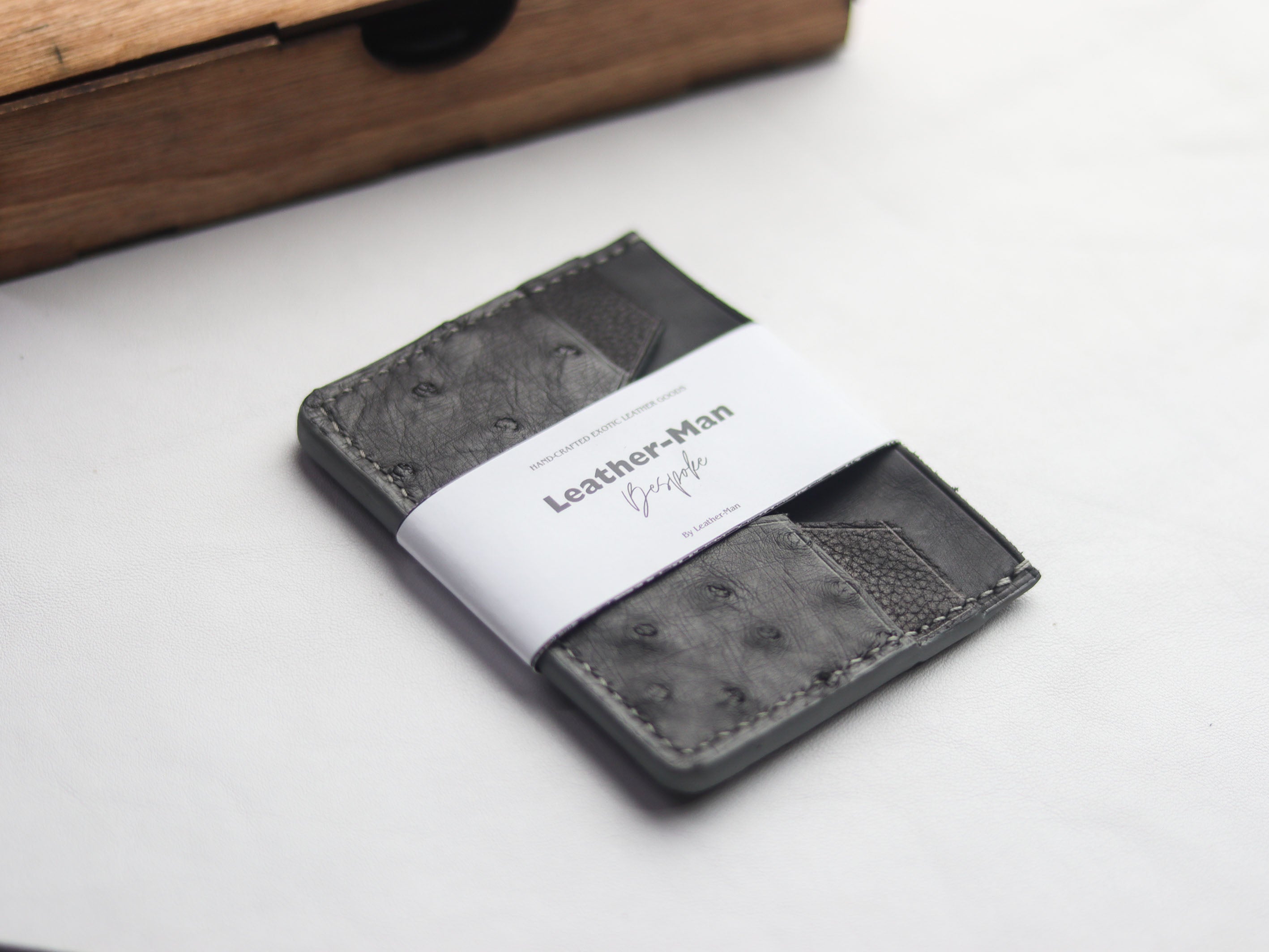 AUGUSTUS - MINIMAL WALLET SHARK GRAY OSTRICH SKIN