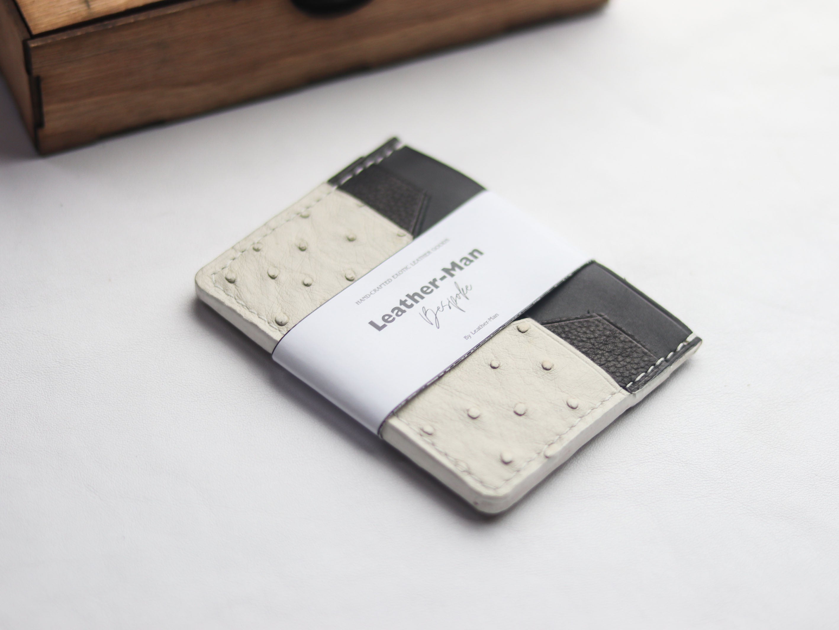 AUGUSTUS - MINIMAL WALLET SERBING WHITE OSTRICH SKIN