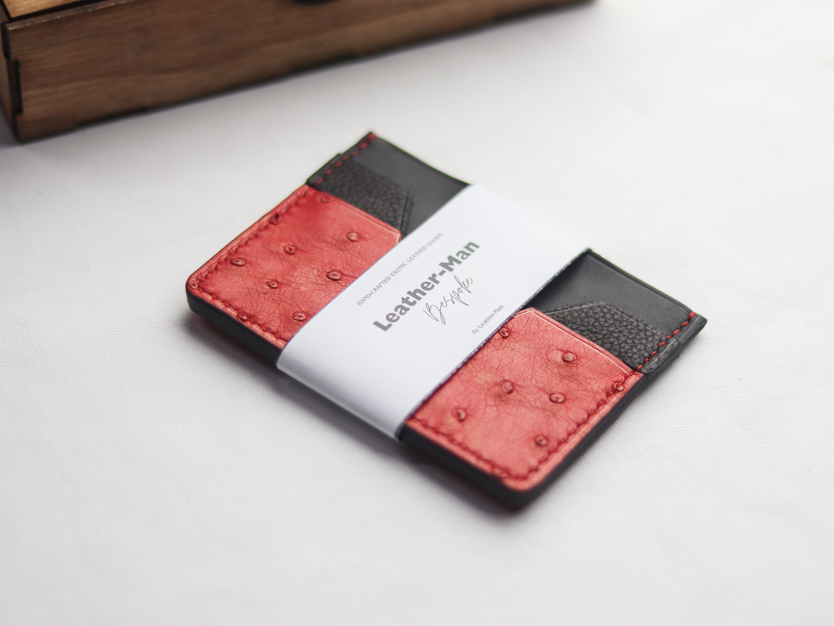 AUGUSTUS - MINIMAL WALLET CLASSIC RED OSTRICH SKIN