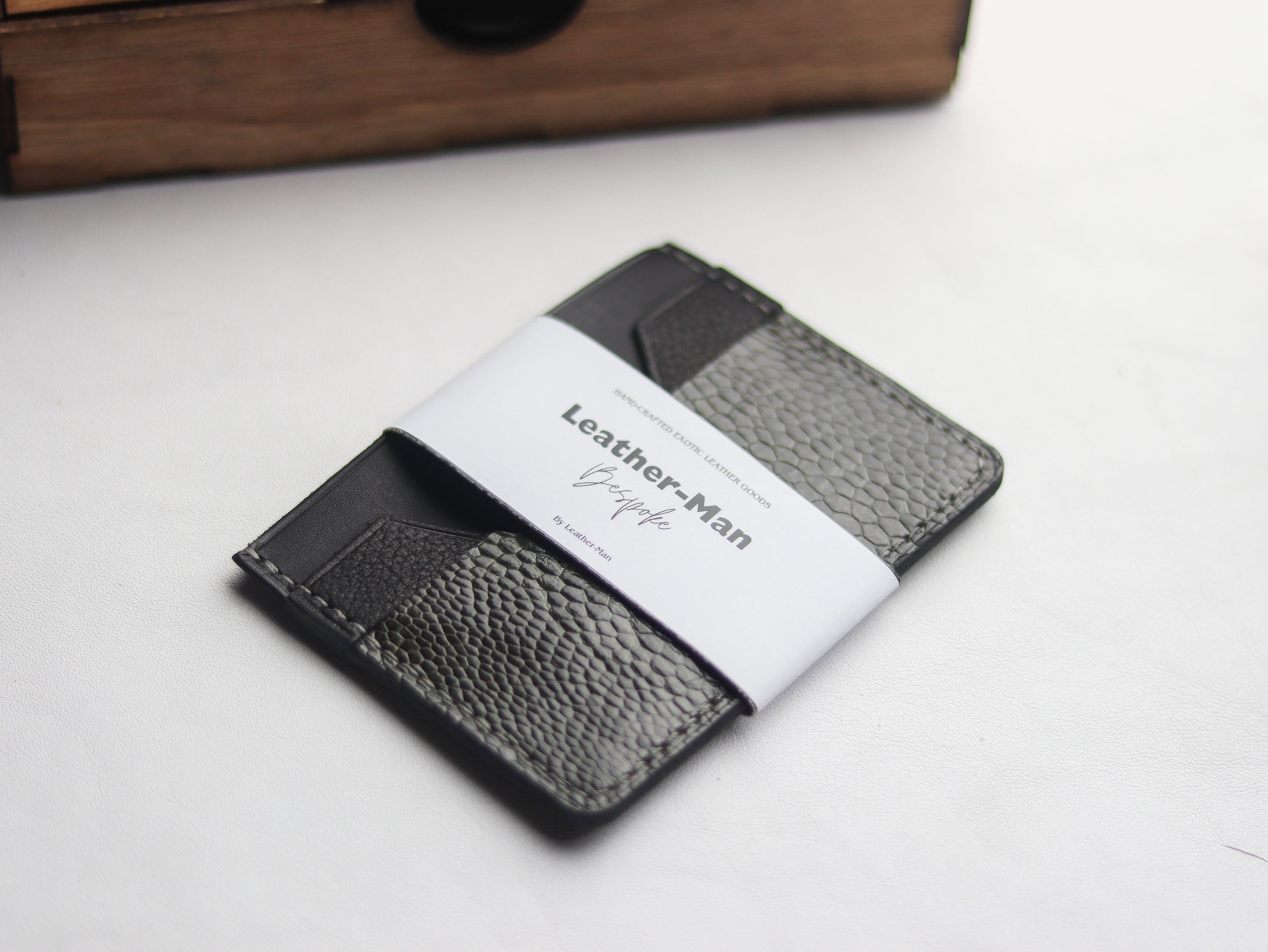 AUGUSTUS - MINIMAL WALLET GRAPHITE GRAY OSTRICH LEG SKIN