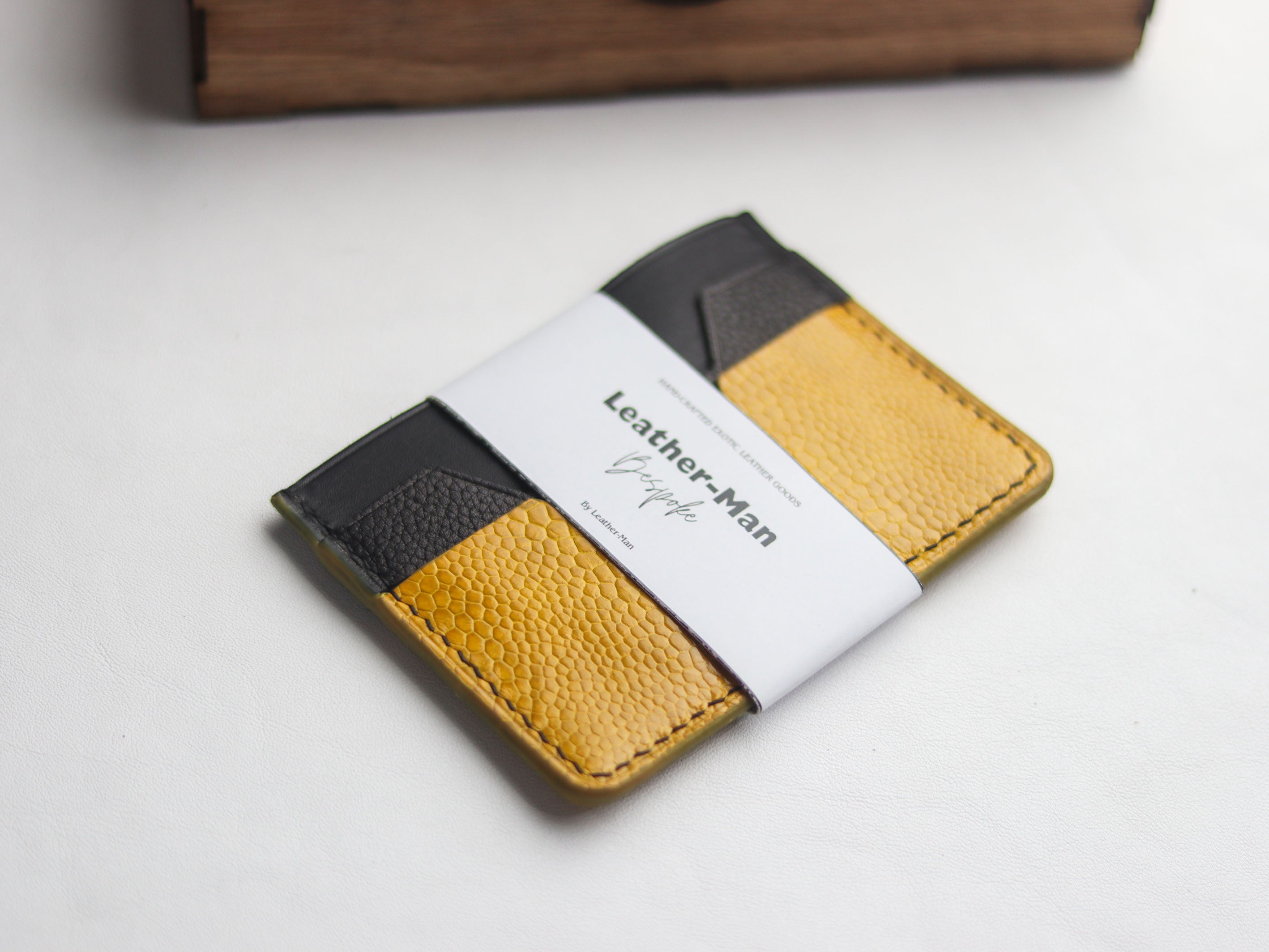 AUGUSTUS - MINIMAL WALLET CANARY YELLOW OSTRICH LEG SKIN