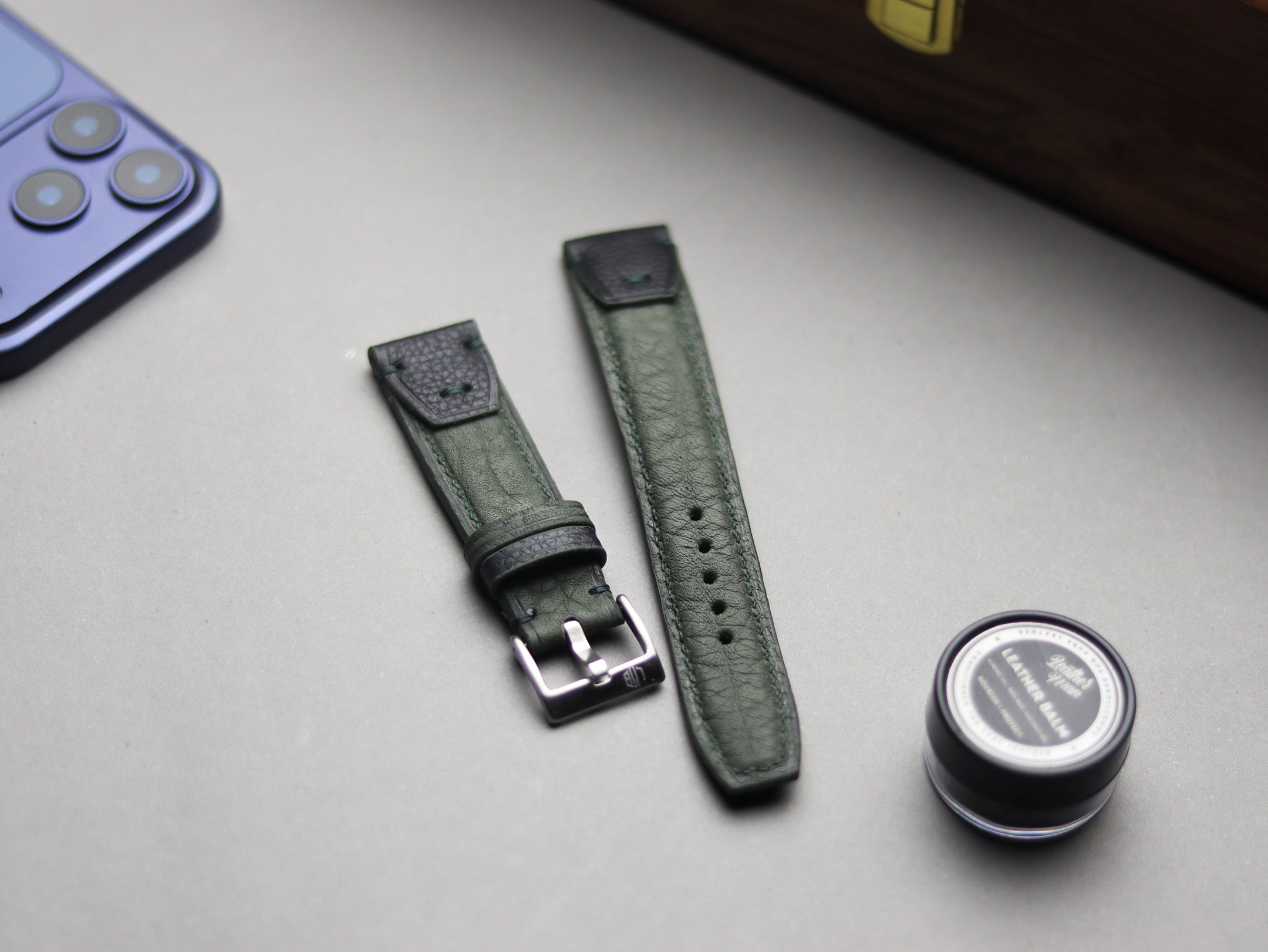 INVERTO WATCH STRAPS - PINE GREEN CALF LEATHER