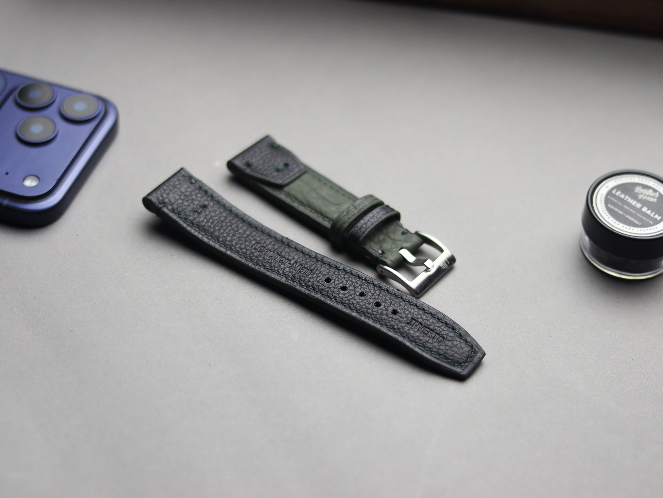 INVERTO WATCH STRAPS - PINE GREEN CALF LEATHER