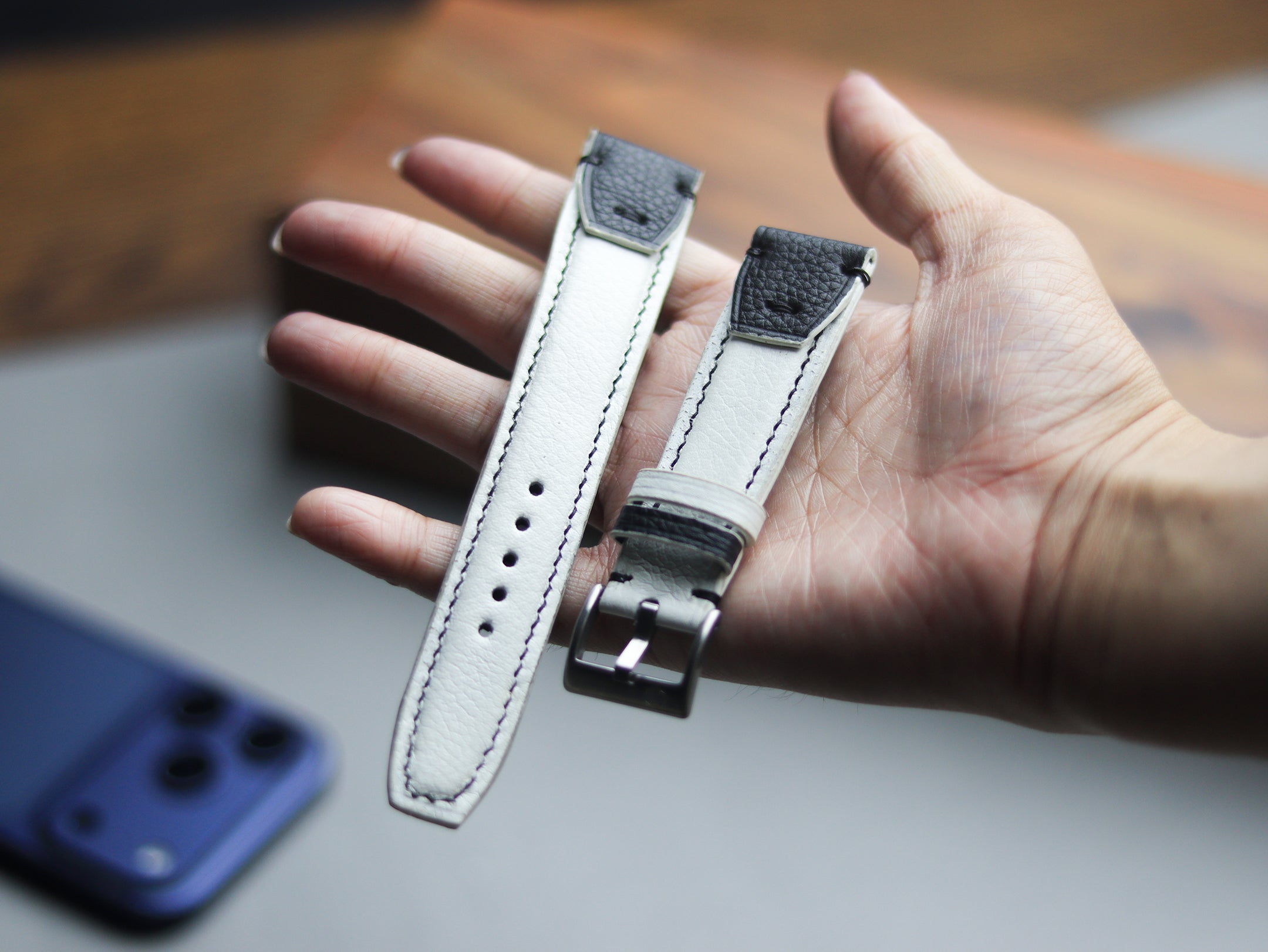 INVERTO WATCH STRAPS - PURE WHITE CALF LEATHER