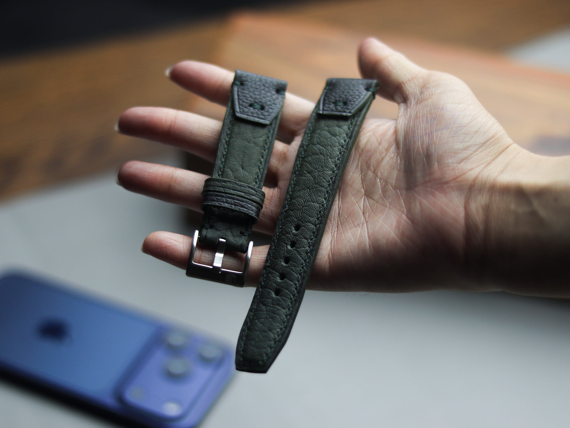 INVERTO WATCH STRAPS - PINE GREEN CALF LEATHER