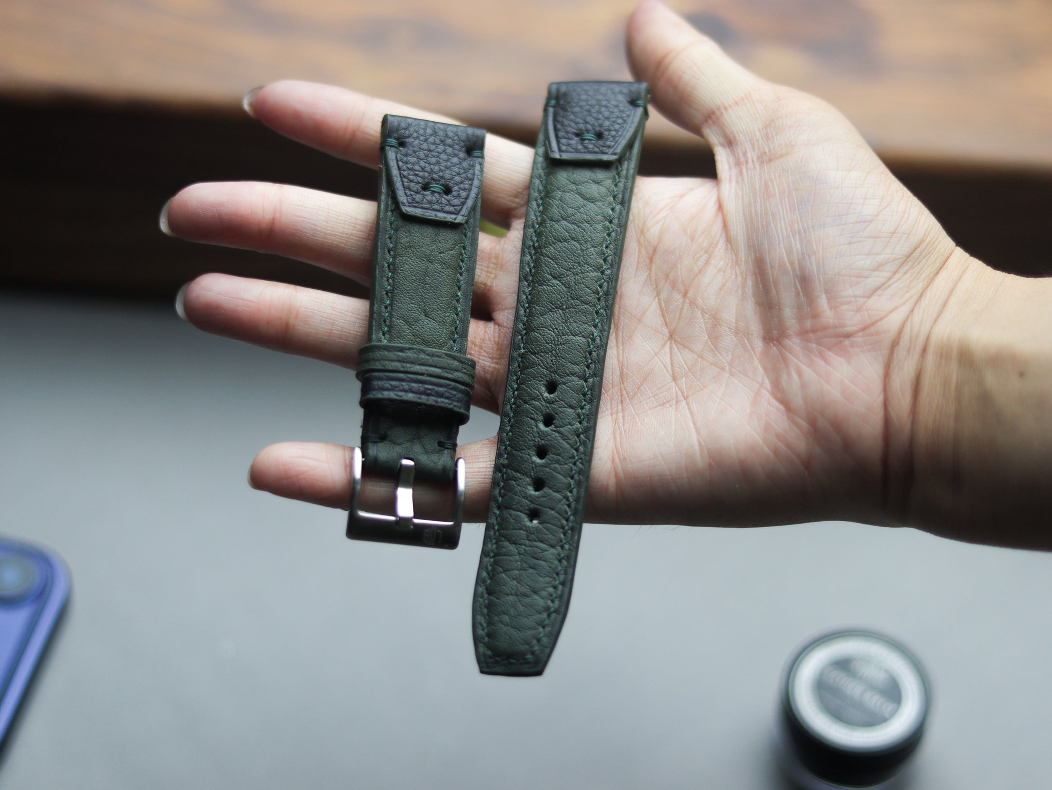 INVERTO WATCH STRAPS - PINE GREEN CALF LEATHER