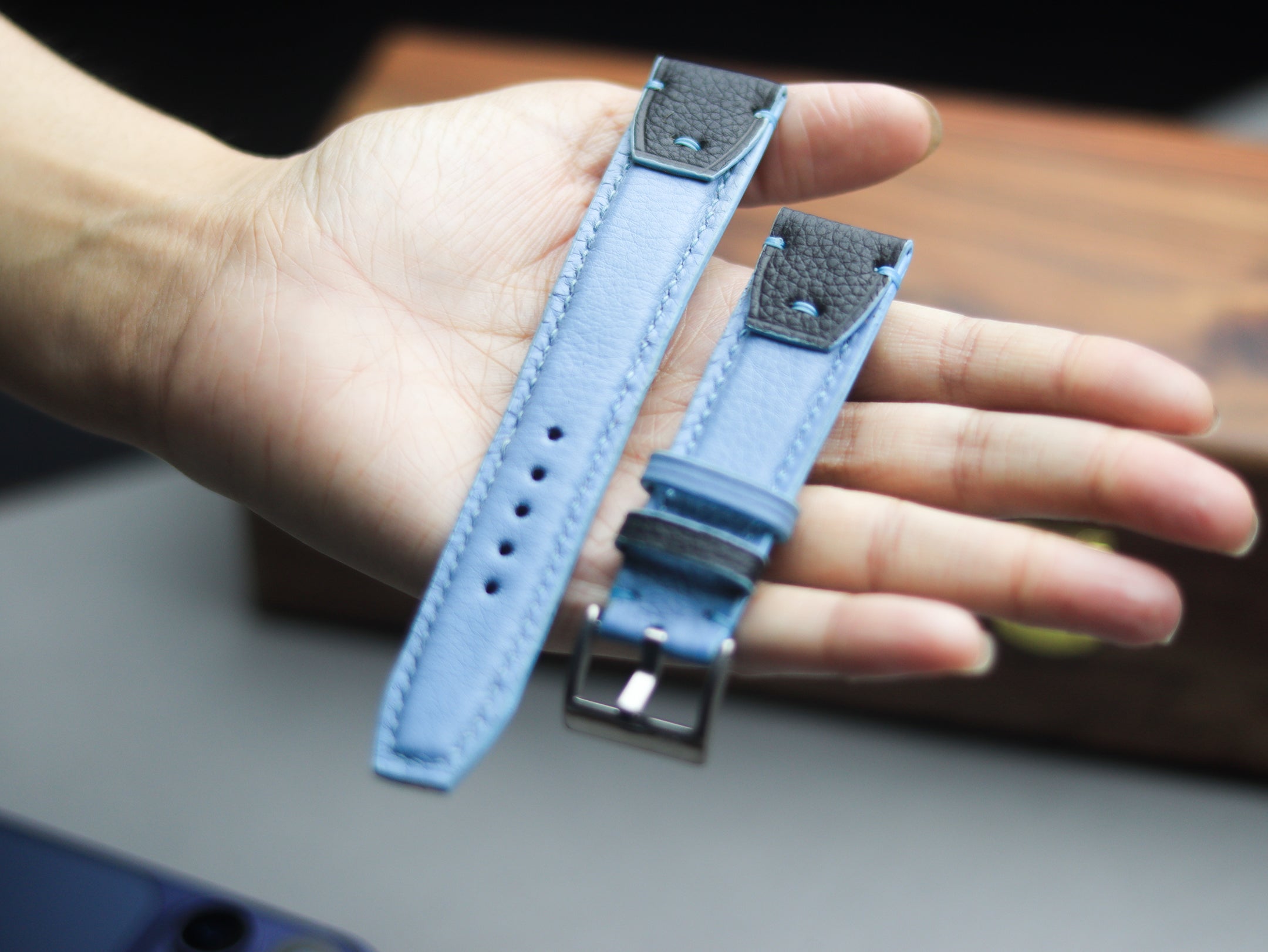 INVERTO WATCH STRAPS - ICE BLUE CALF LEATHER