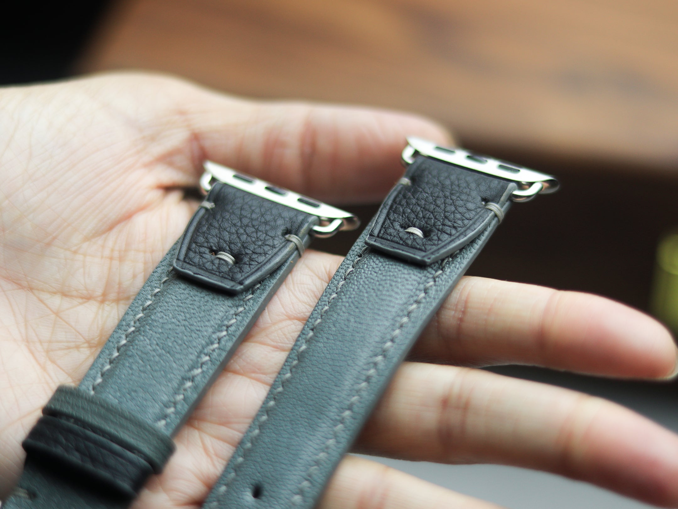 INVERTO WATCH STRAPS - CHROME GRAY CALF LEATHER