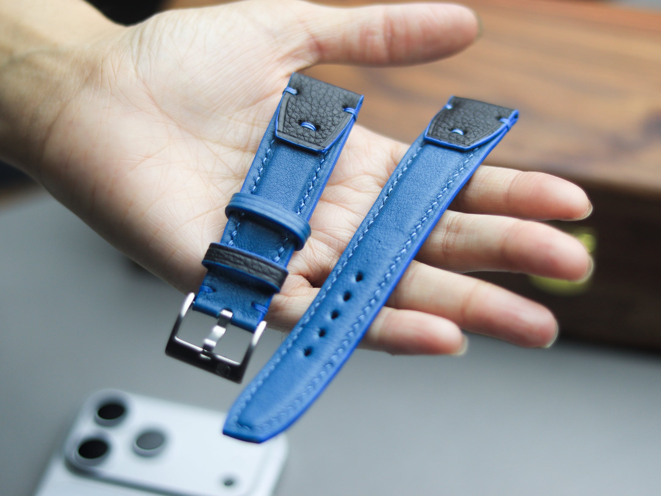 INVERTO WATCH STRAPS - COBALT BLUE CALF LEATHER