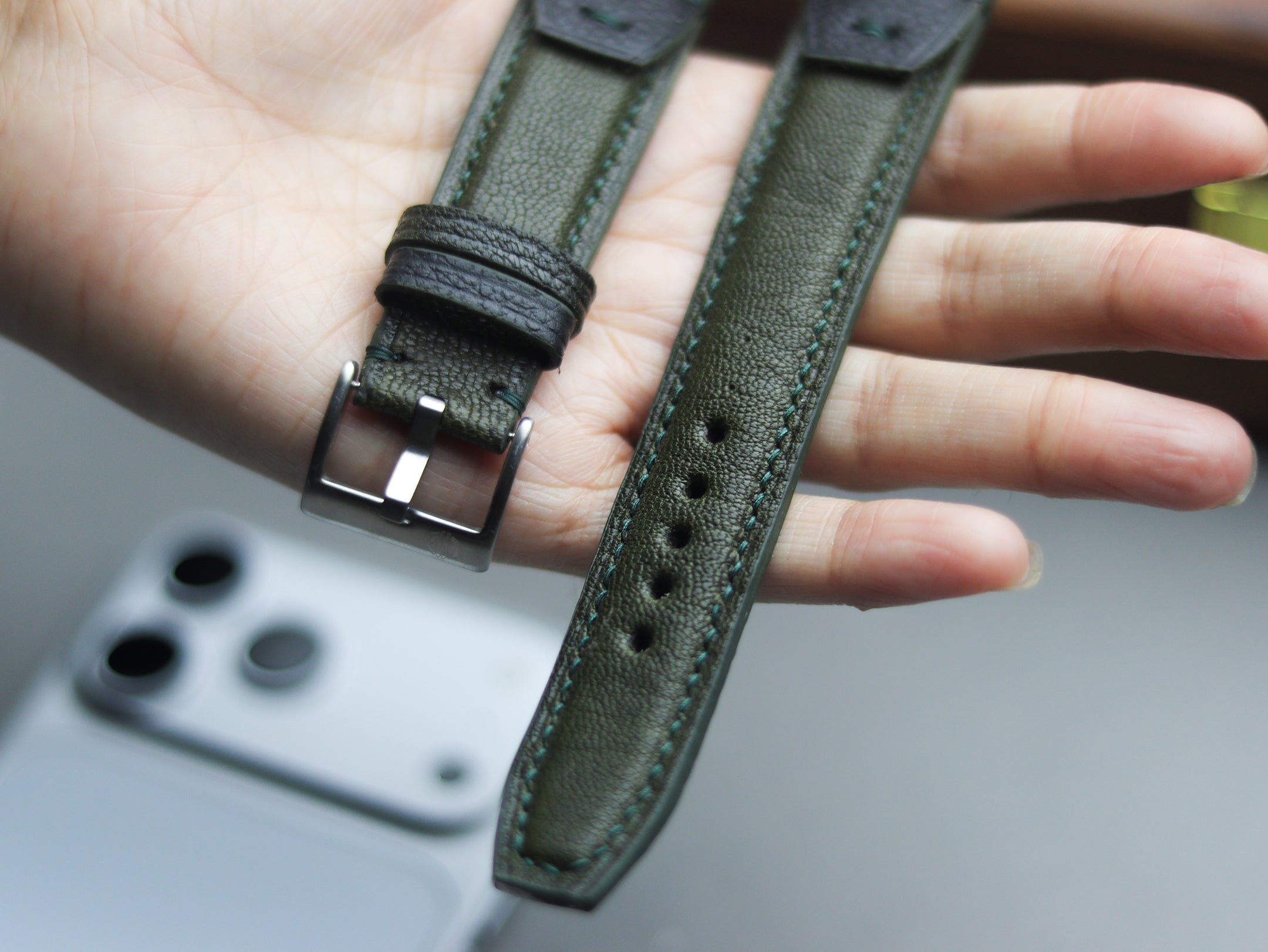 INVERTO WATCH STRAP JUNIPER GREEN CALF LEATHER