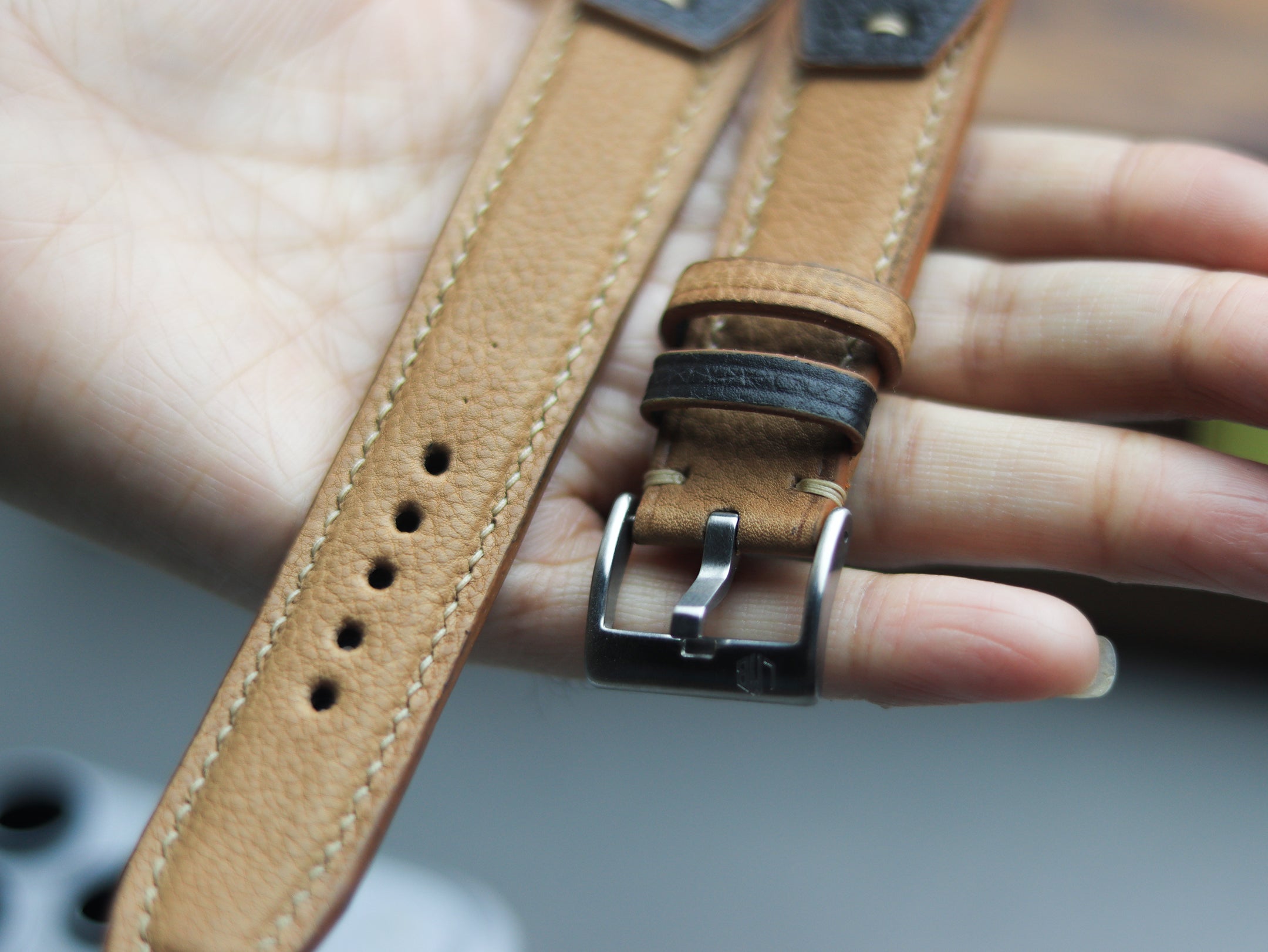 INVERTO WATCH STRAPS - MUSTARD BROWN CALF LEATHER