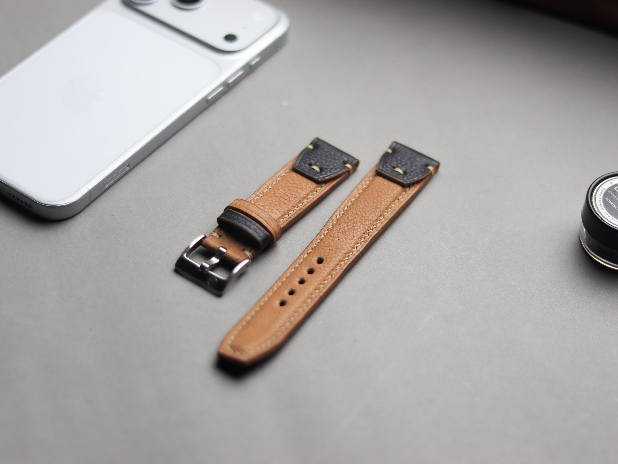 INVERTO WATCH STRAPS - MUSTARD BROWN CALF LEATHER