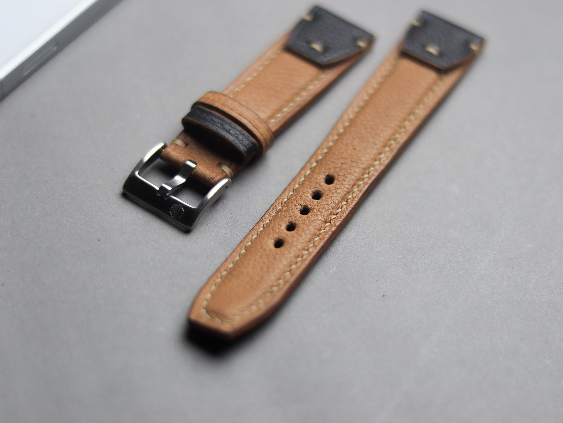 INVERTO WATCH STRAPS - MUSTARD BROWN CALF LEATHER