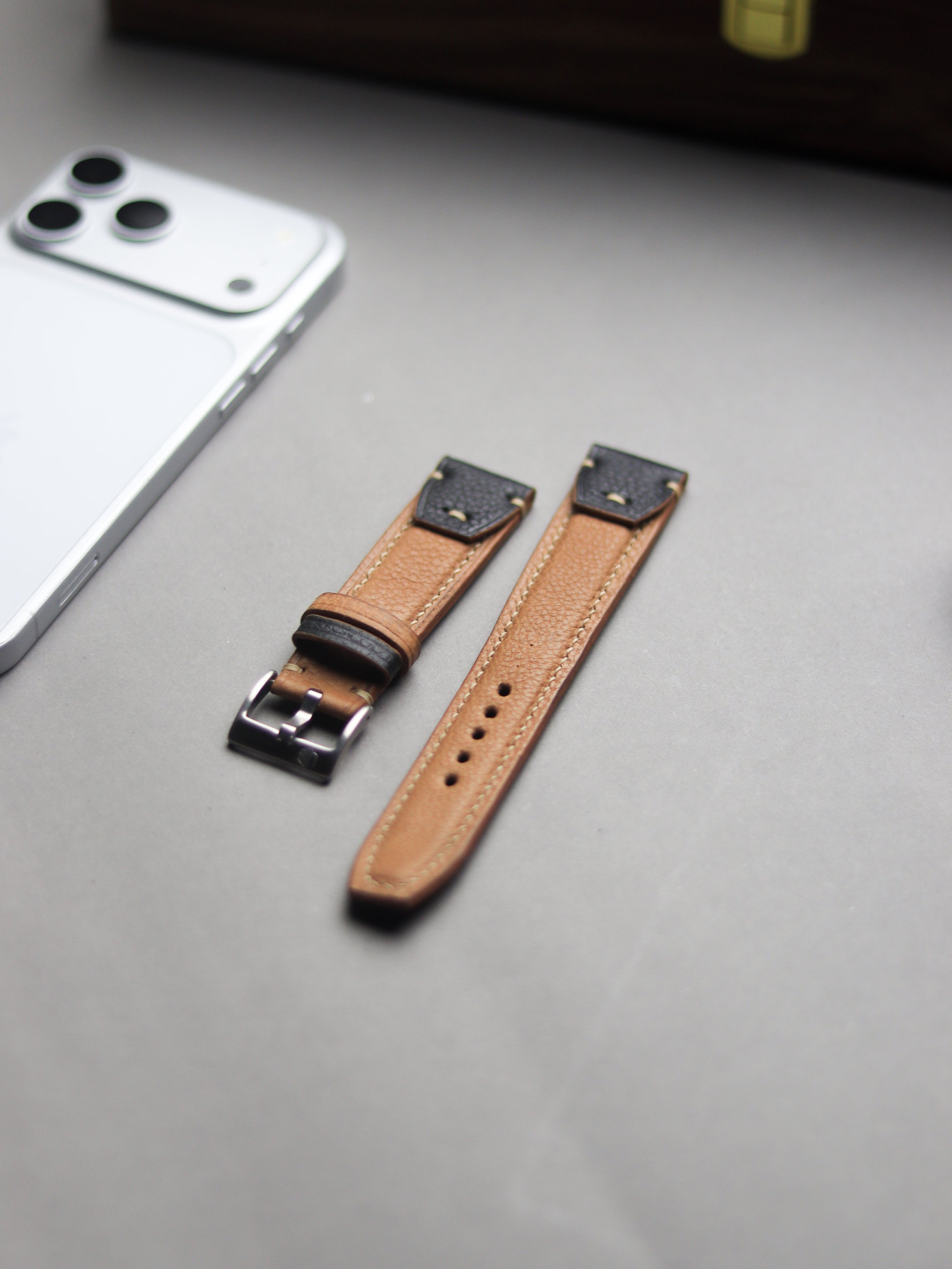 INVERTO WATCH STRAPS - MUSTARD BROWN CALF LEATHER