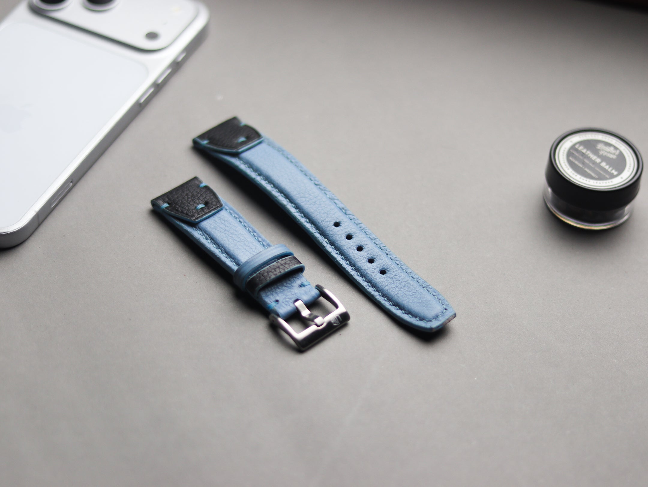 INVERTO WATCH STRAPS - ICE BLUE CALF LEATHER
