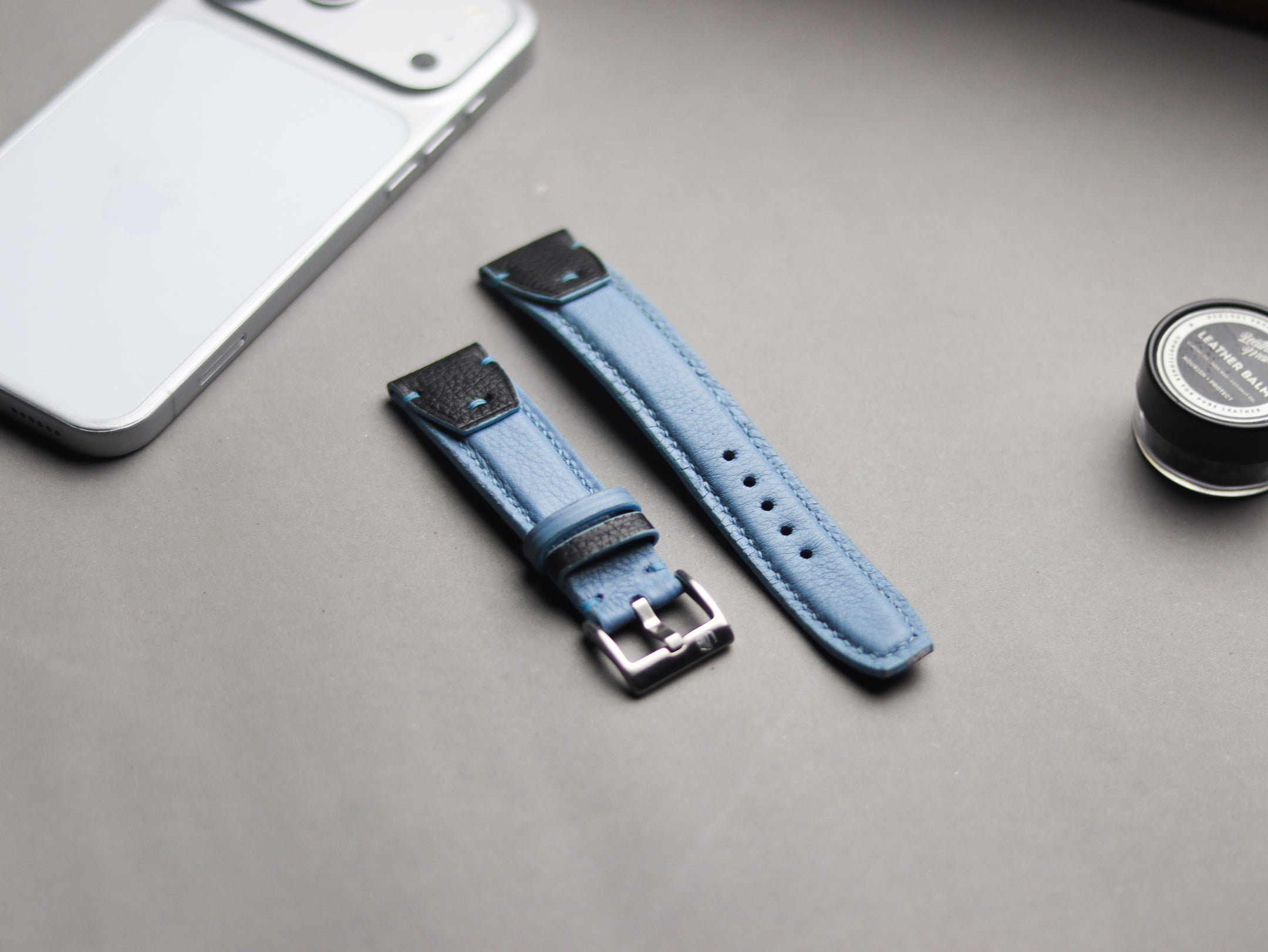 INVERTO WATCH STRAPS - ICE BLUE CALF LEATHER