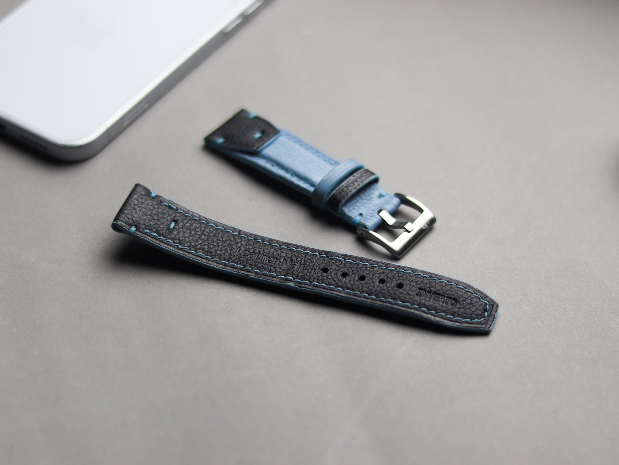 INVERTO WATCH STRAPS - ICE BLUE CALF LEATHER