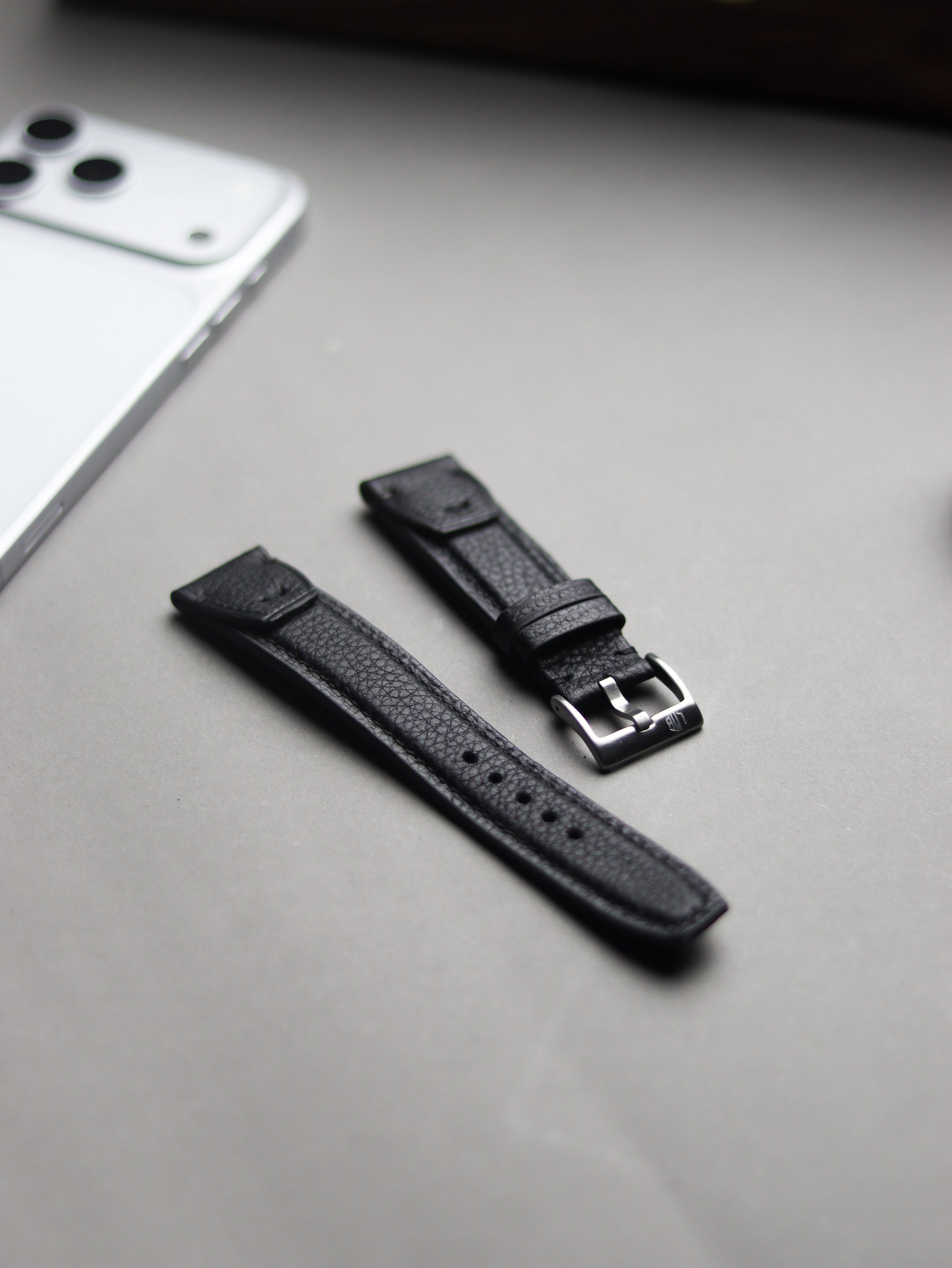 INVERTO WATCH STRAPS - ITALIAN CHEVRE BLACK CALF LEATHER