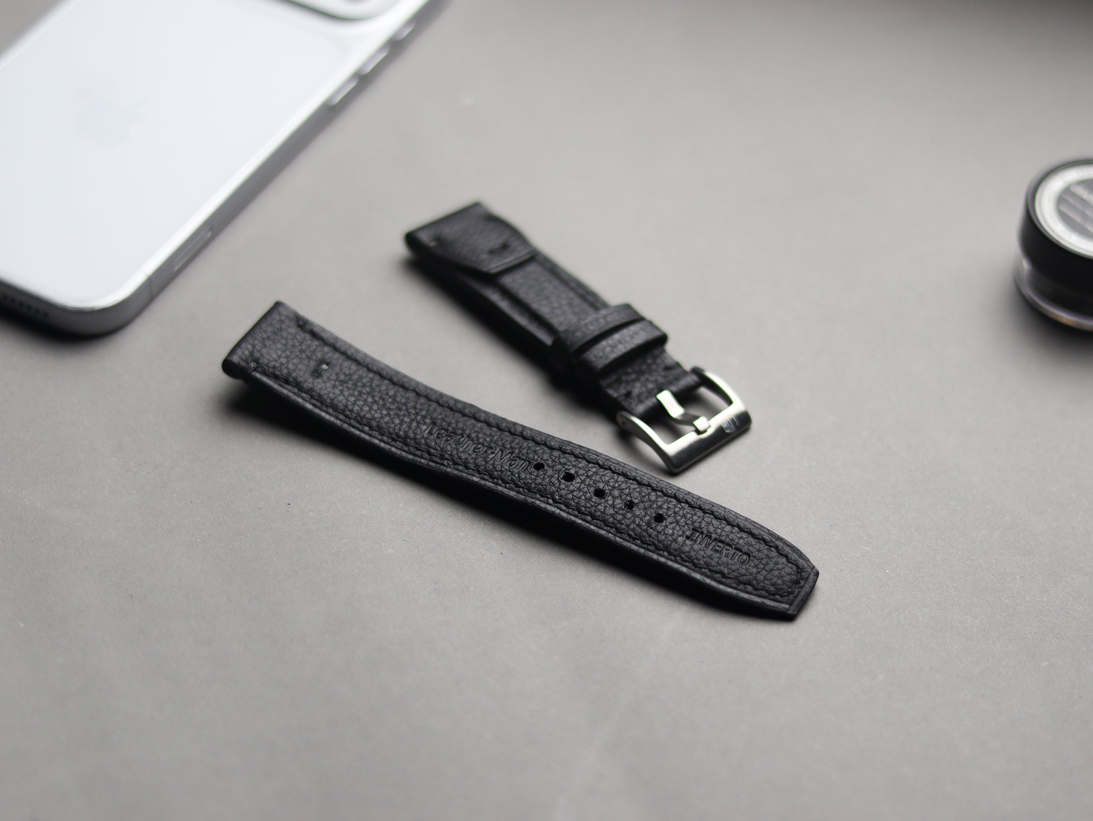 INVERTO WATCH STRAPS - ITALIAN CHEVRE BLACK CALF LEATHER