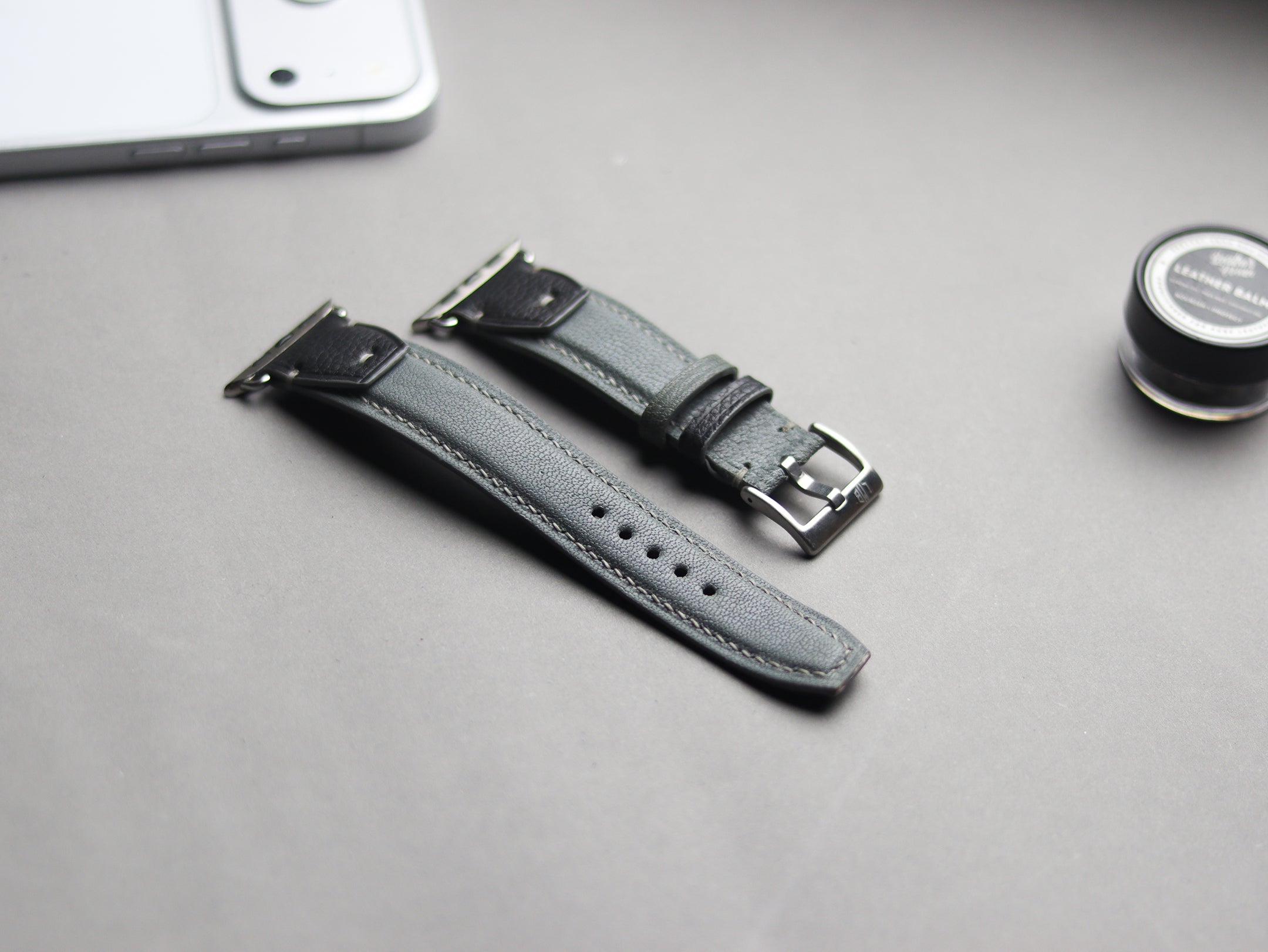 INVERTO WATCH STRAPS - CHROME GRAY CALF LEATHER