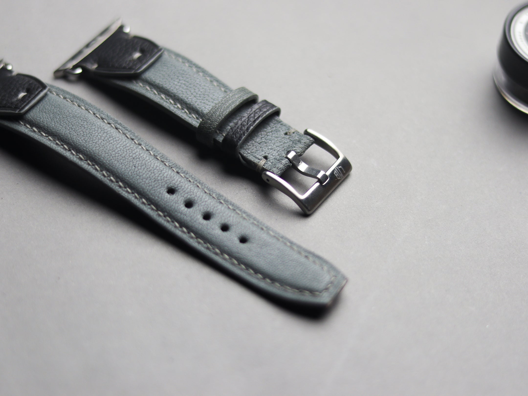 INVERTO WATCH STRAPS - CHROME GRAY CALF LEATHER