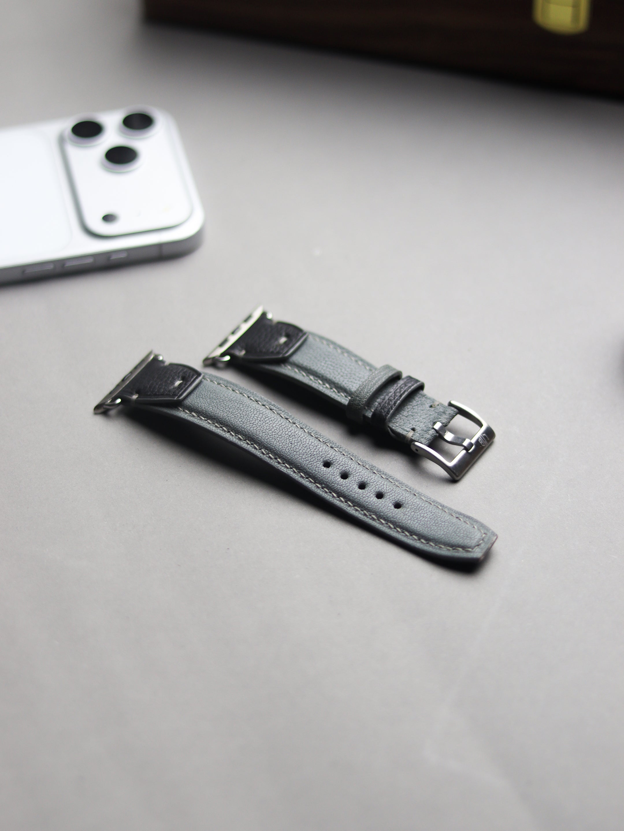 INVERTO WATCH STRAPS - CHROME GRAY CALF LEATHER