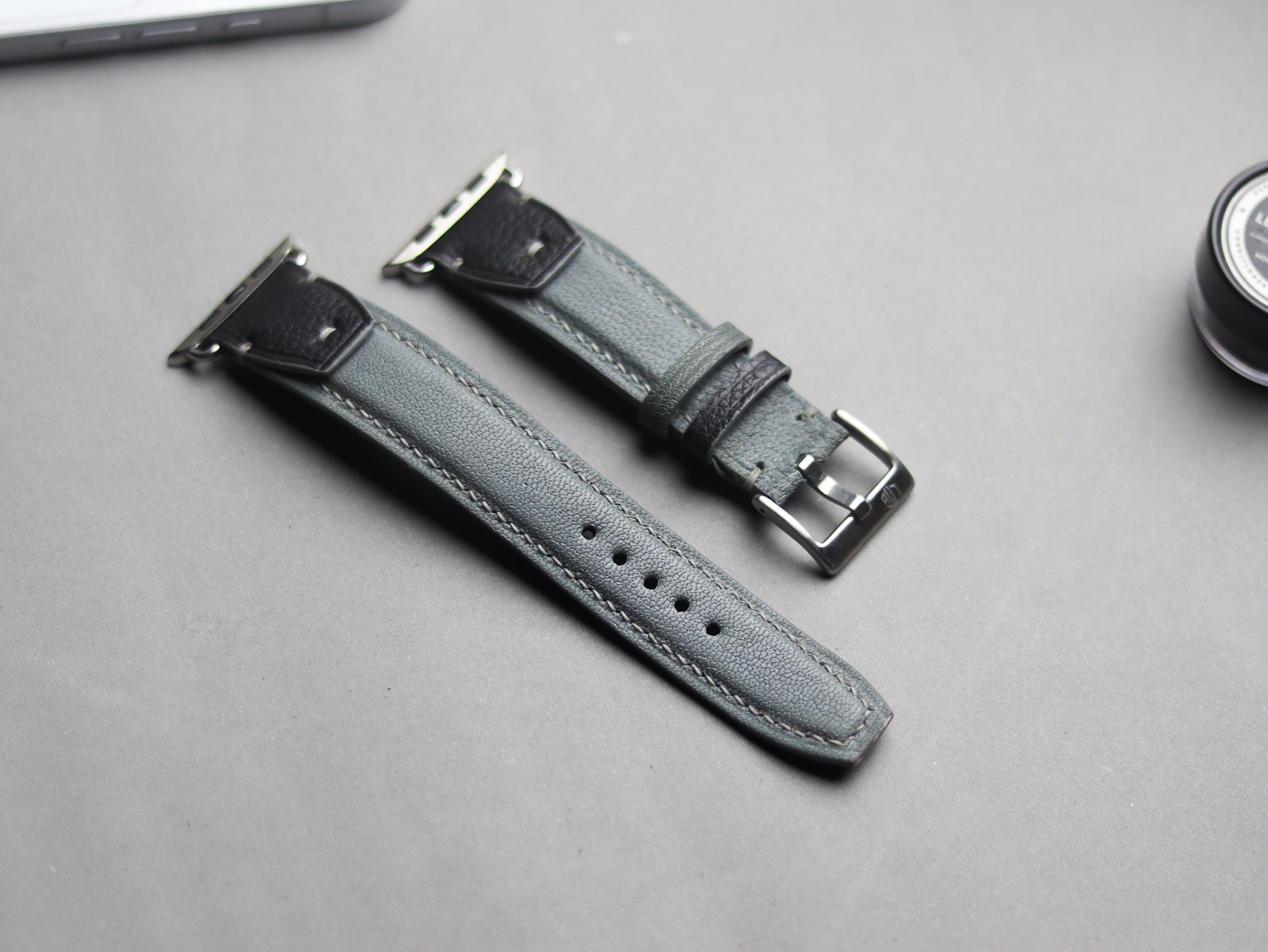 INVERTO WATCH STRAPS - CHROME GRAY CALF LEATHER