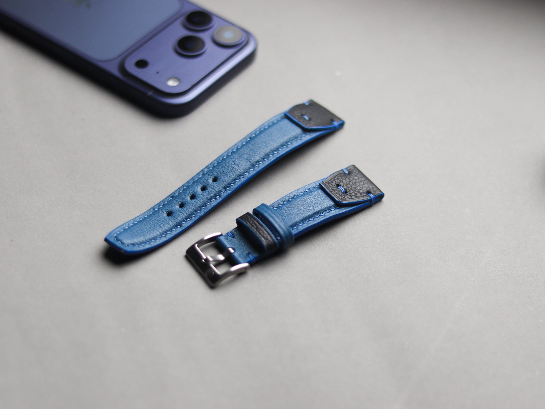 INVERTO WATCH STRAPS - COBALT BLUE CALF LEATHER