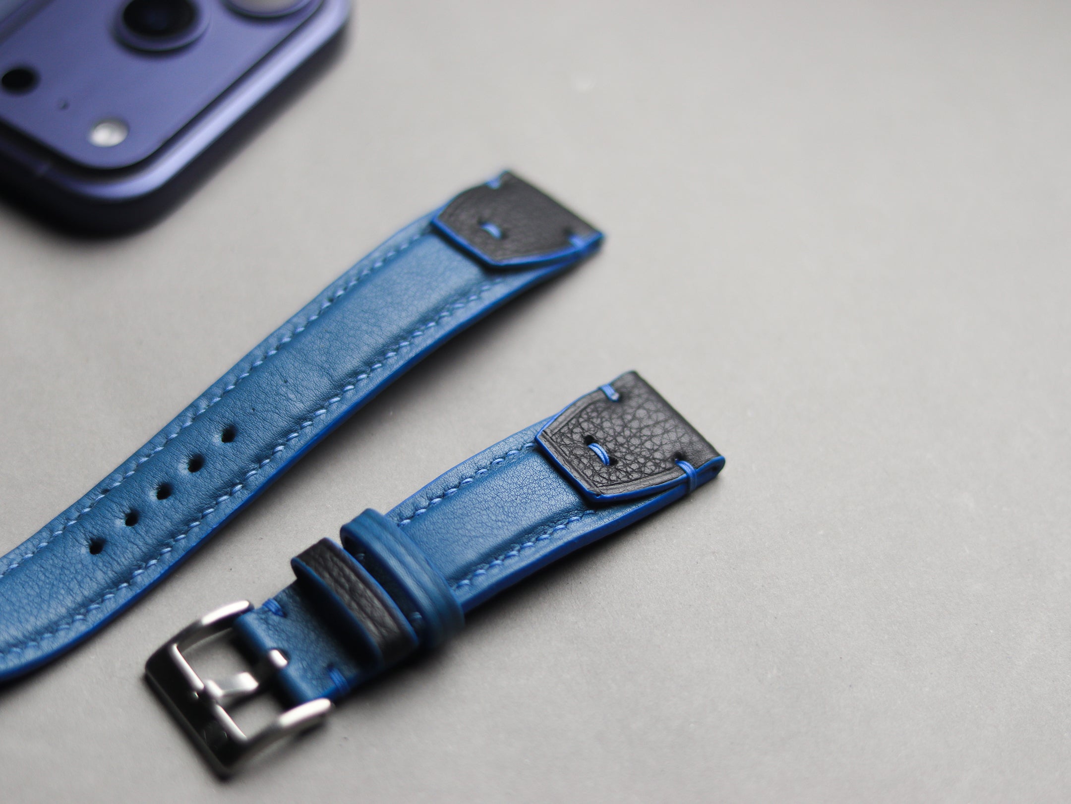 INVERTO WATCH STRAPS - COBALT BLUE CALF LEATHER