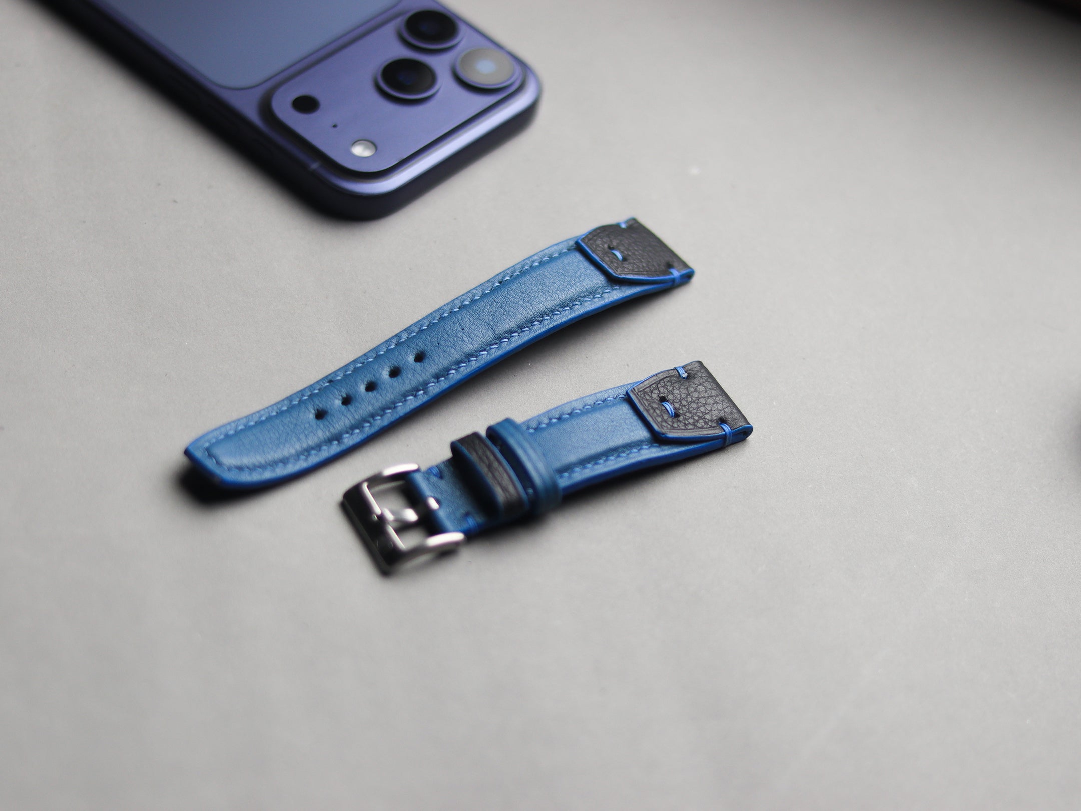 INVERTO WATCH STRAPS - COBALT BLUE CALF LEATHER