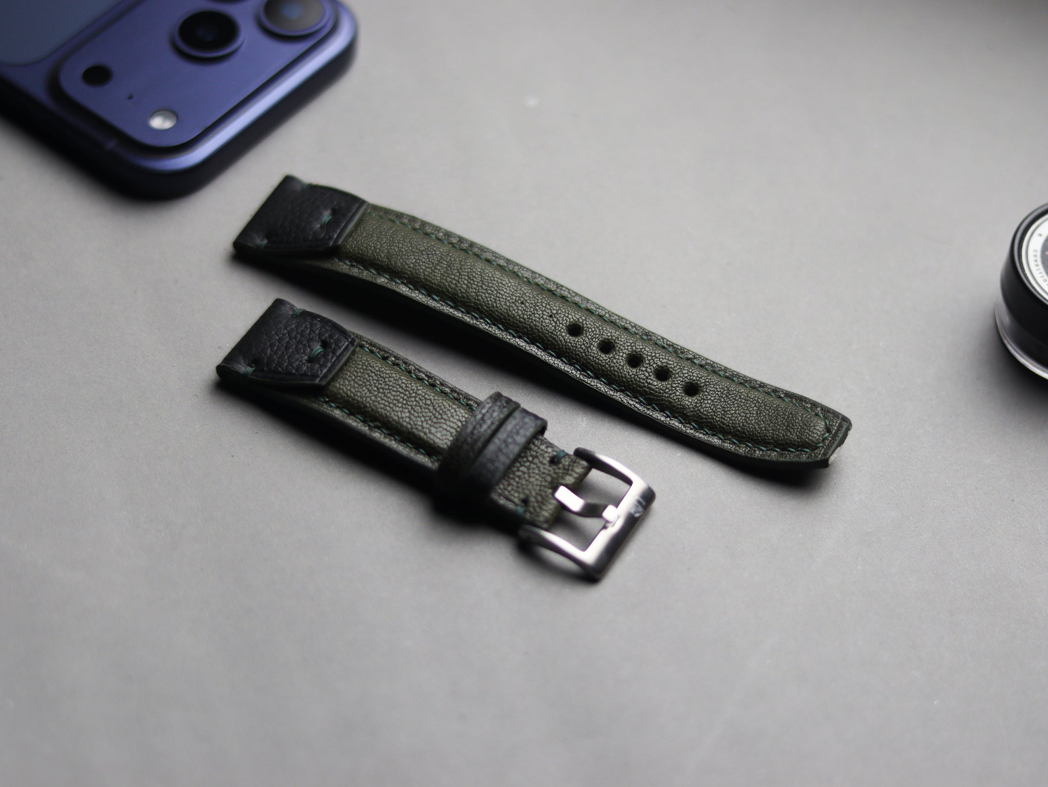 INVERTO WATCH STRAP JUNIPER GREEN CALF LEATHER
