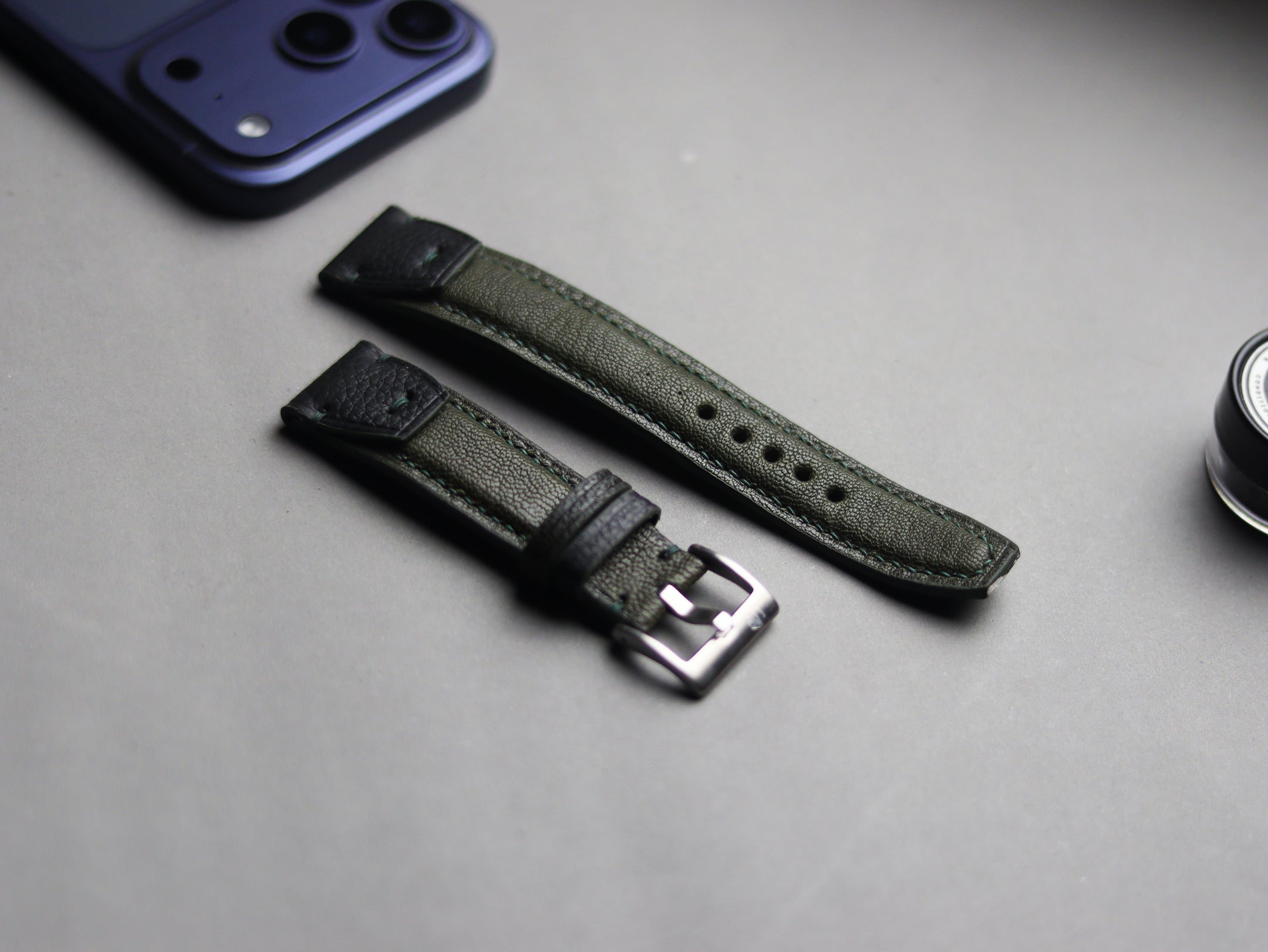 INVERTO WATCH STRAP JUNIPER GREEN CALF LEATHER