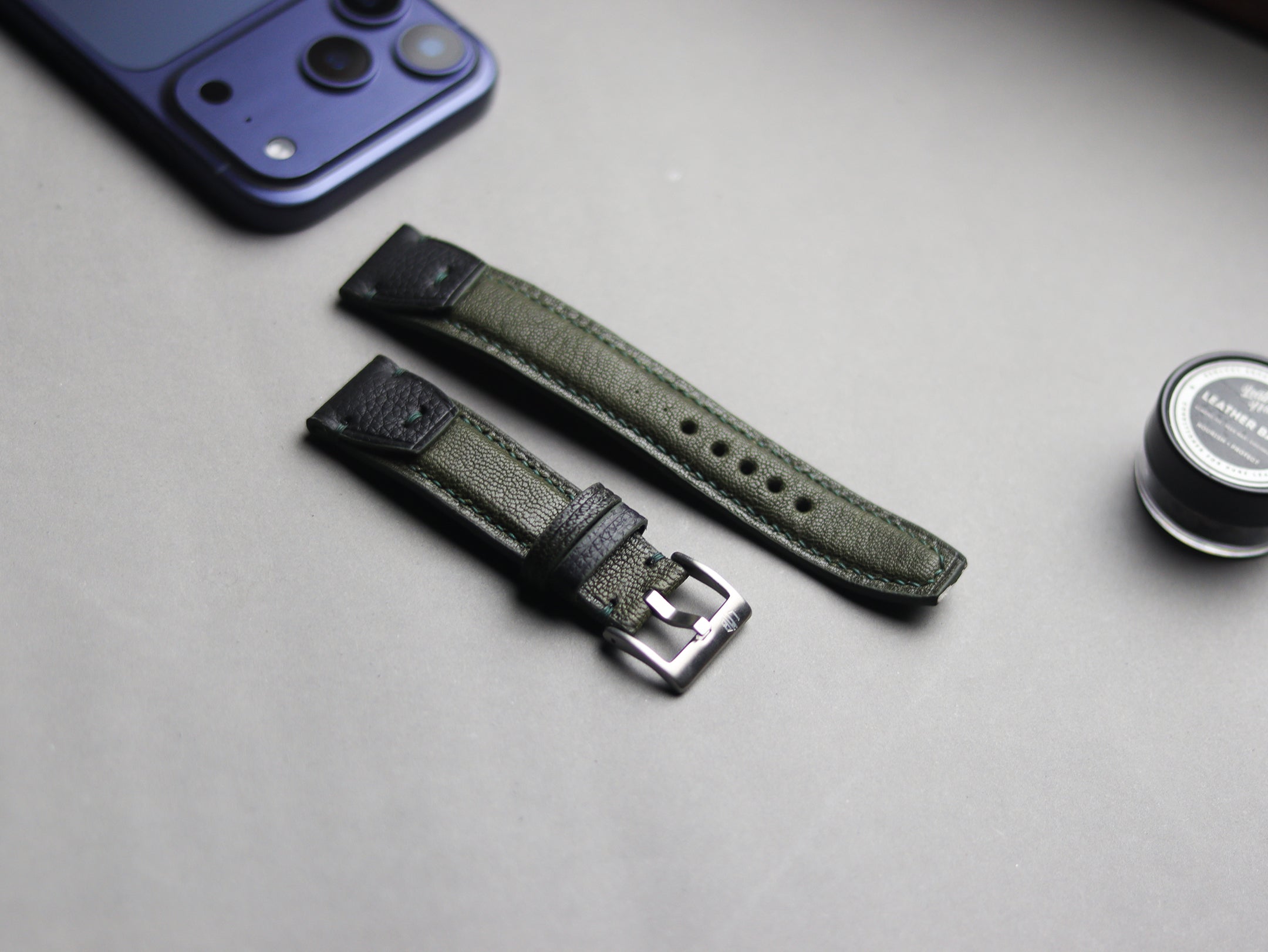 INVERTO WATCH STRAP JUNIPER GREEN CALF LEATHER