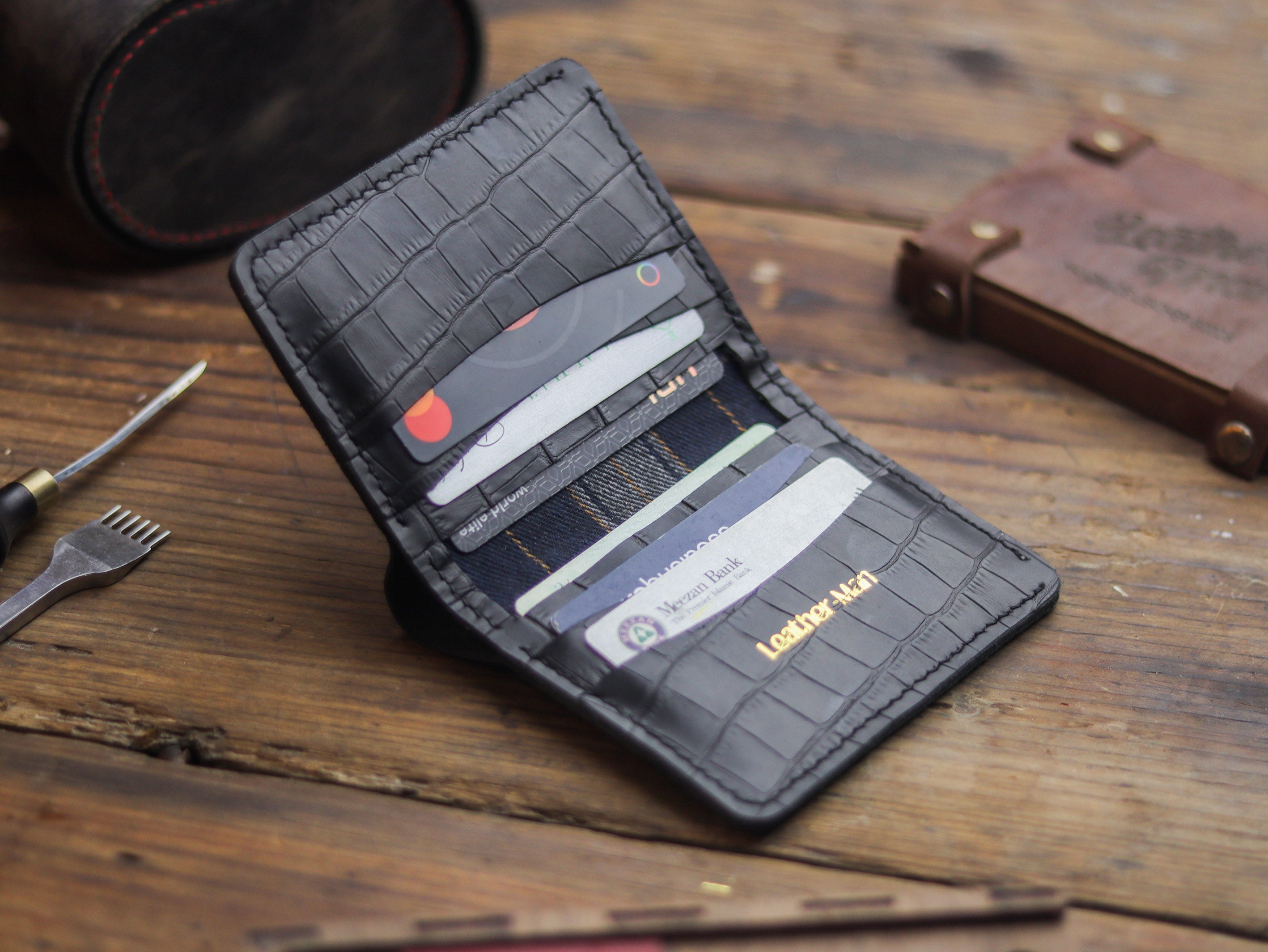 HAMPTON PRO BIFOLD WALLET BLACK CROCO