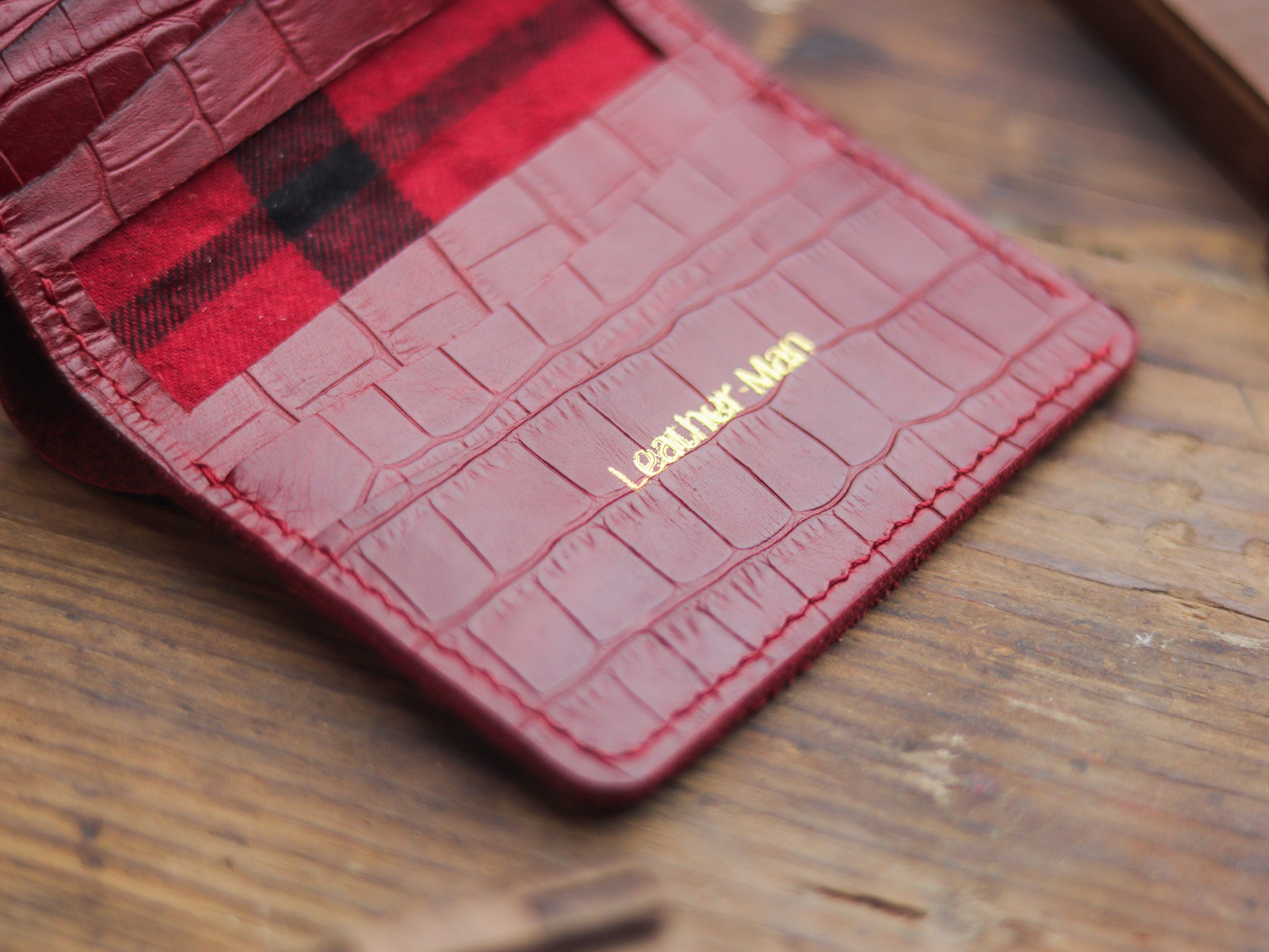 HAMPTON PRO BIFOLD WALLET BURGUNDY CROCO