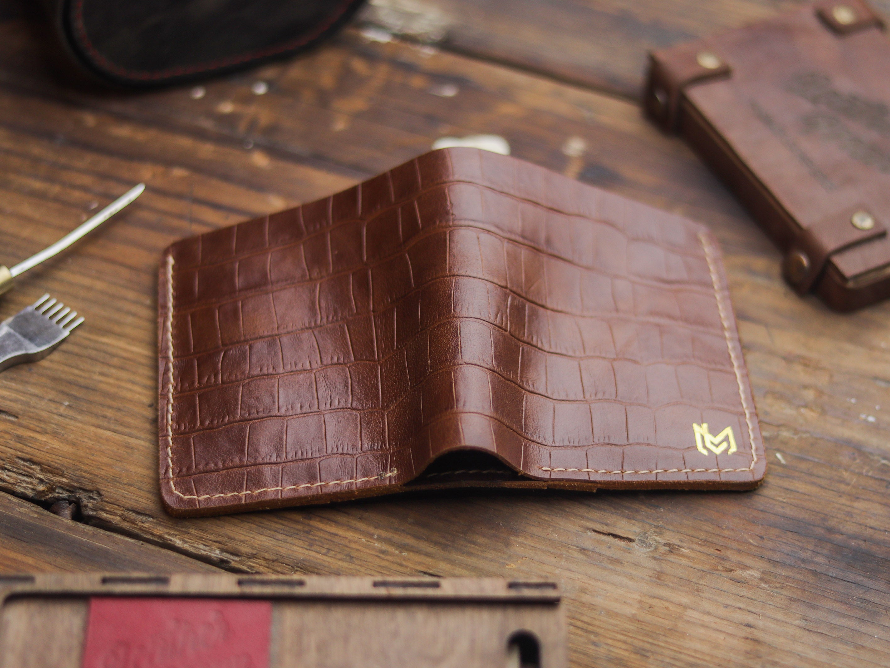 HAMPTON PRO BIFOLD WALLET BROWN CROCO